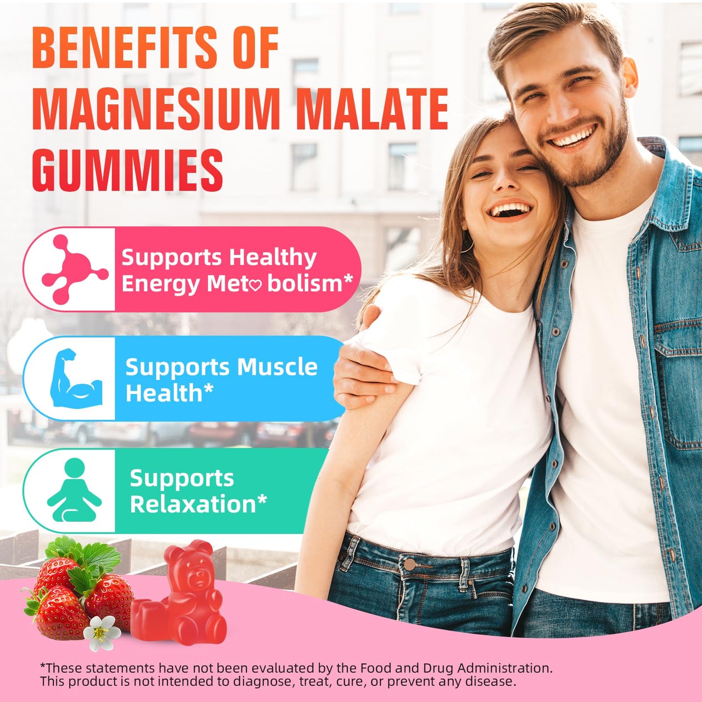 Mchokuu Magnesium Malate Gummies 1000mg, 60 Count