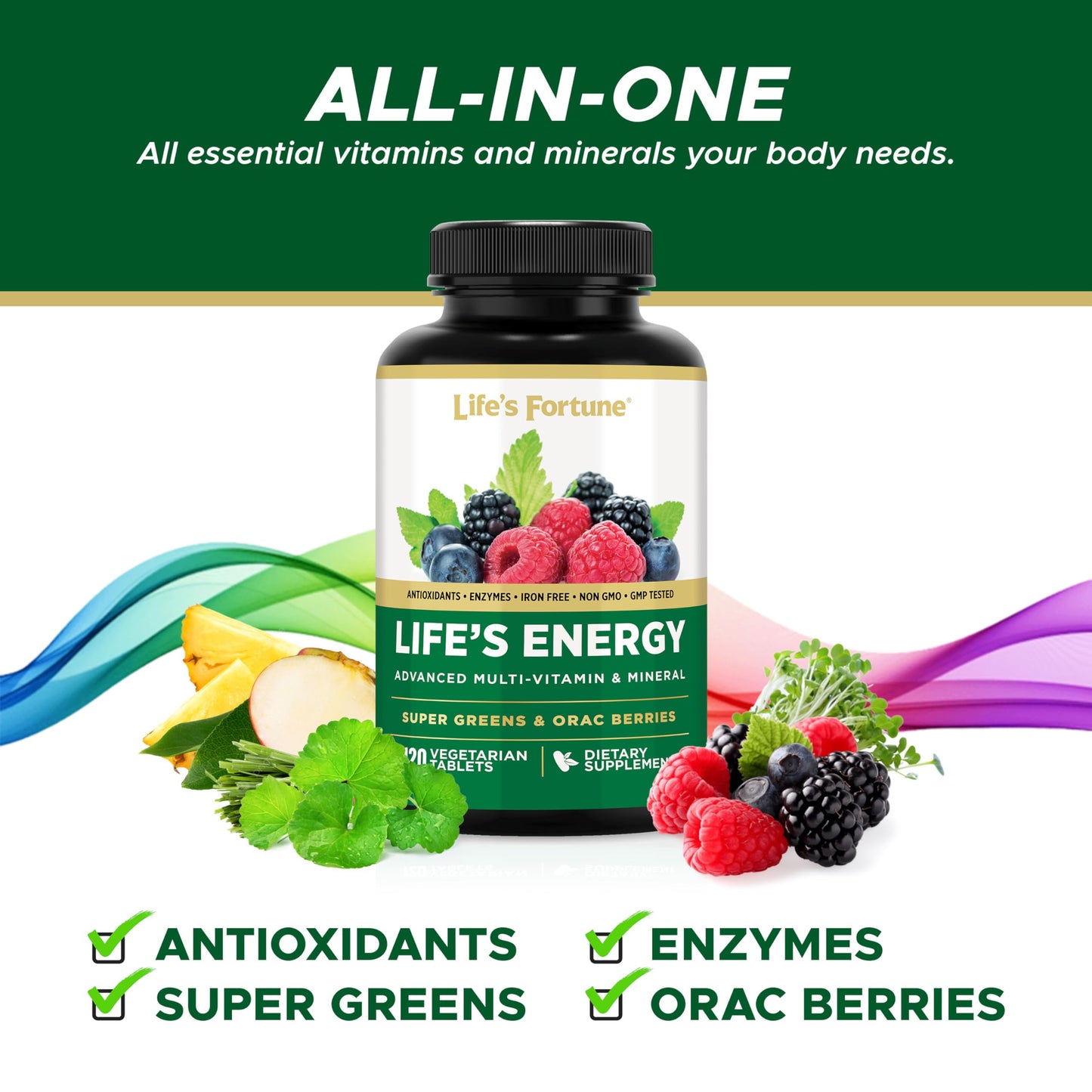 Life's Fortune Life's Energy Advanced Daily Multivitamin for Men & Women 120 Capsules