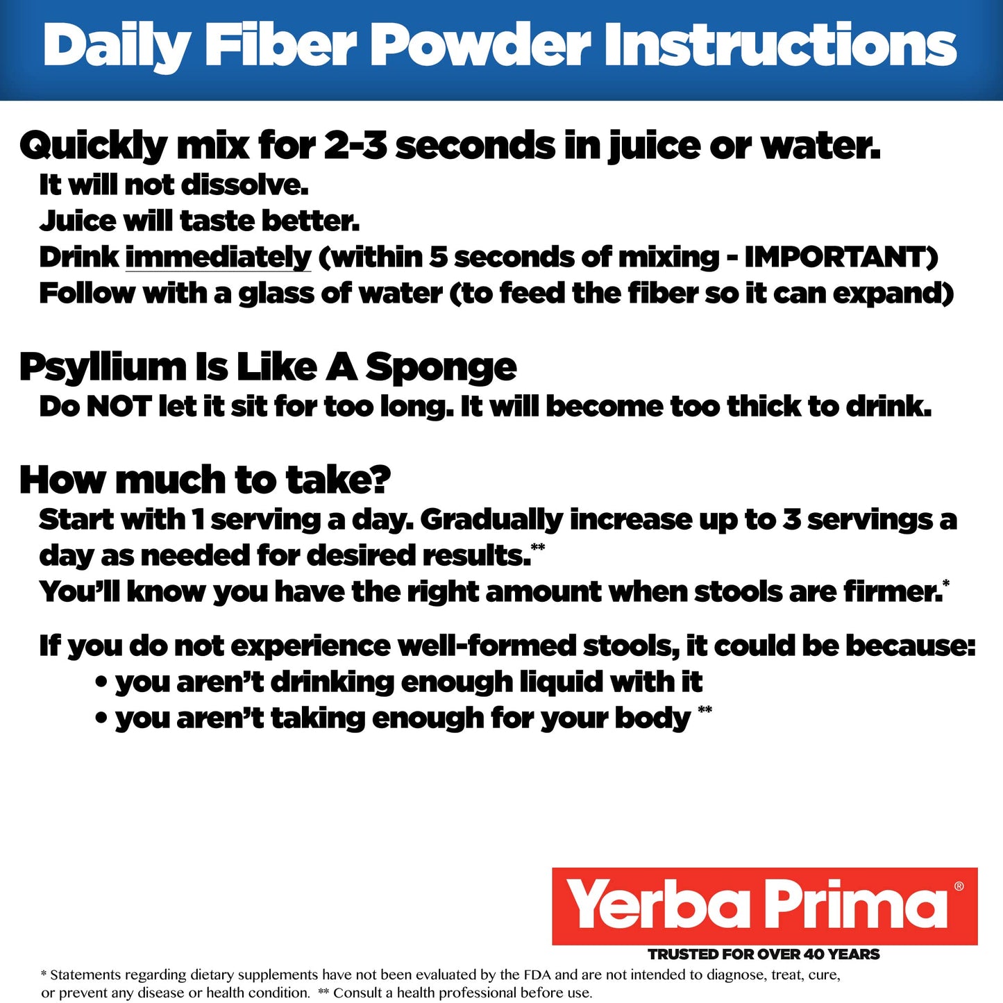 Yerba Prima Daily Fiber Formula Powder 40