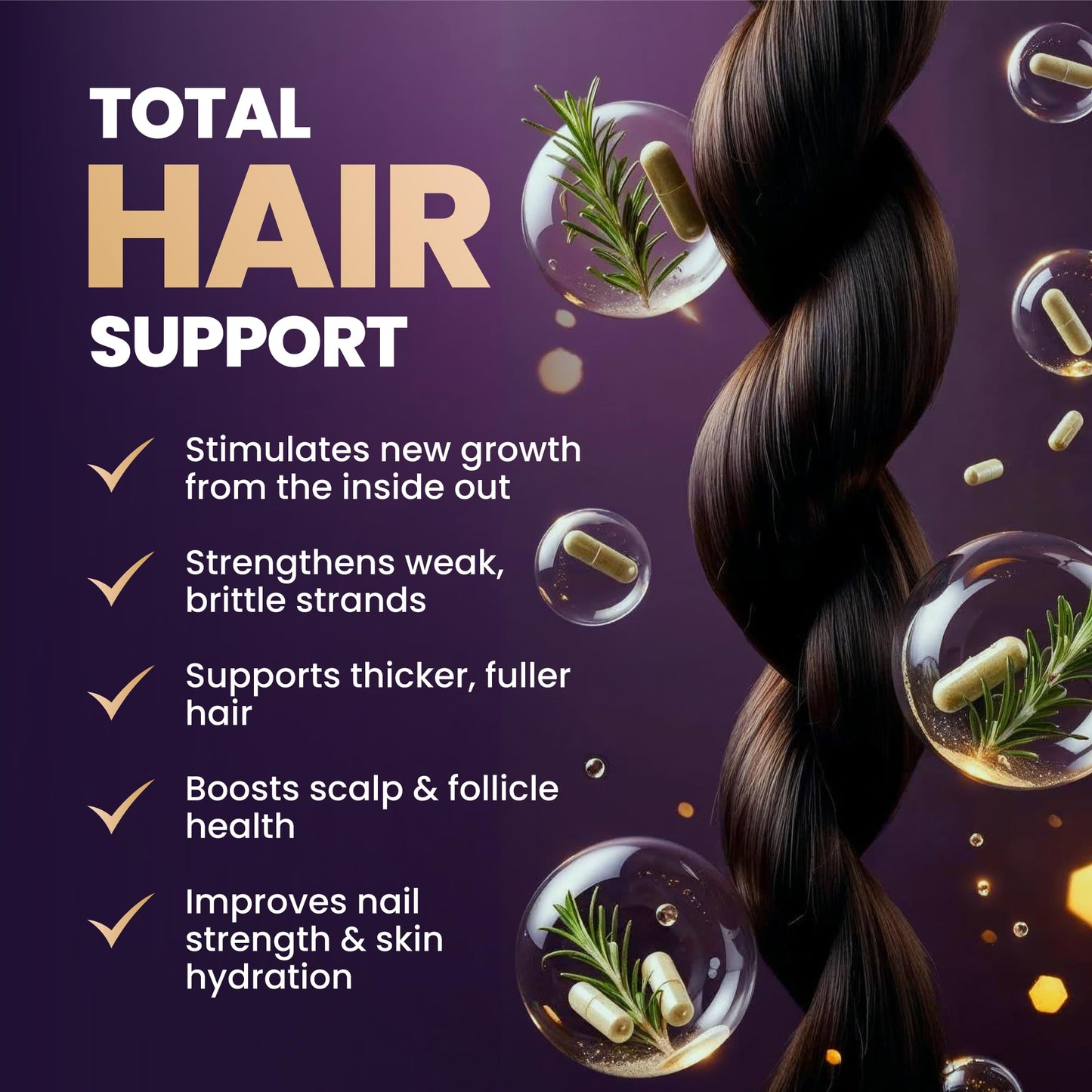 FOLICARE Biotin Hair Growth Supplement with Collagen, Keratin, and Probiotics Capsule 60 Count