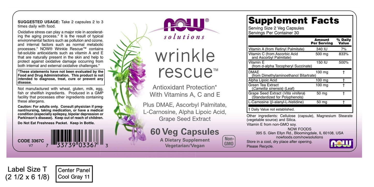 NOW Foods Wrinkle Rescue 60 Capsules