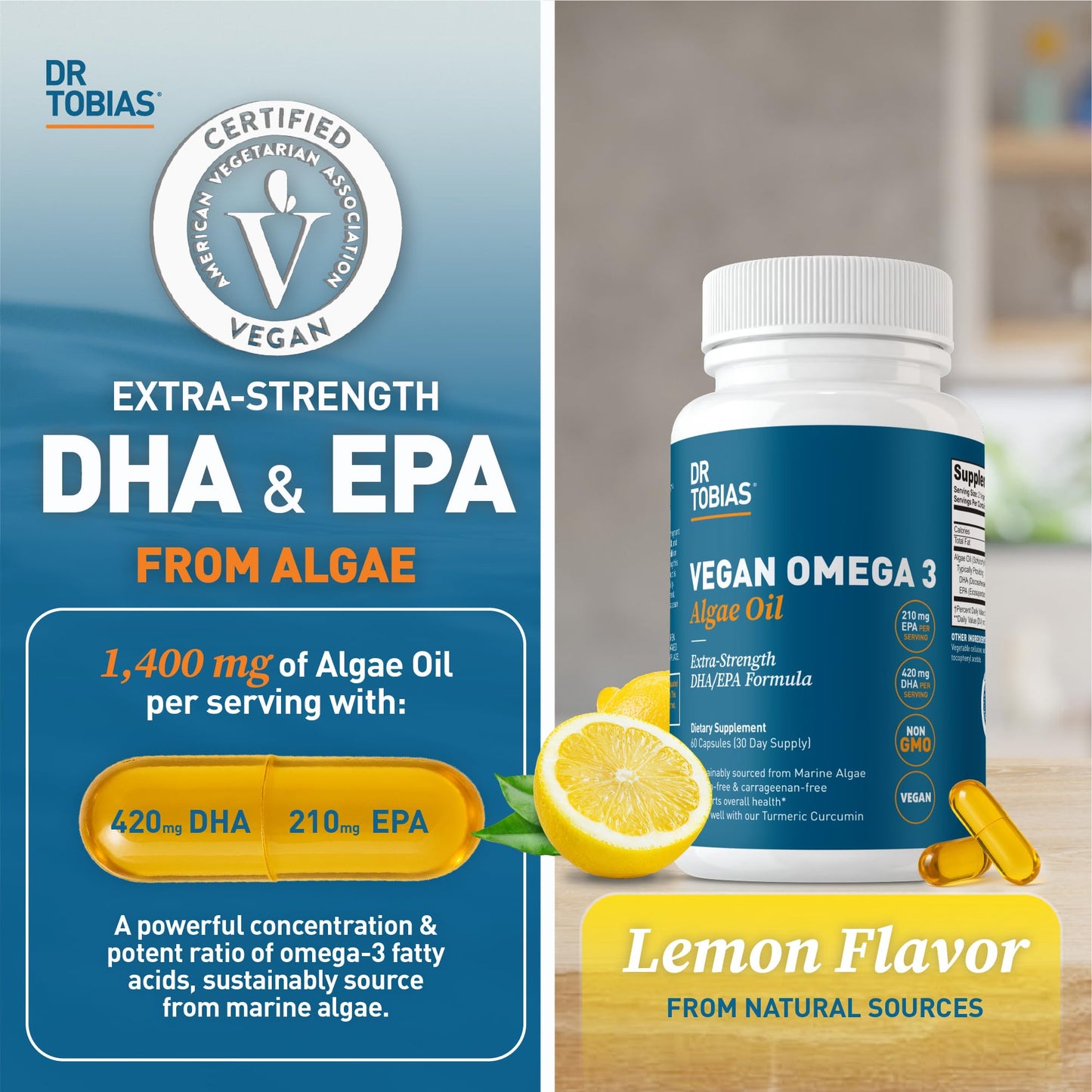 Dr. Tobias Vegan Omega 3 Supplement 60 Capsules