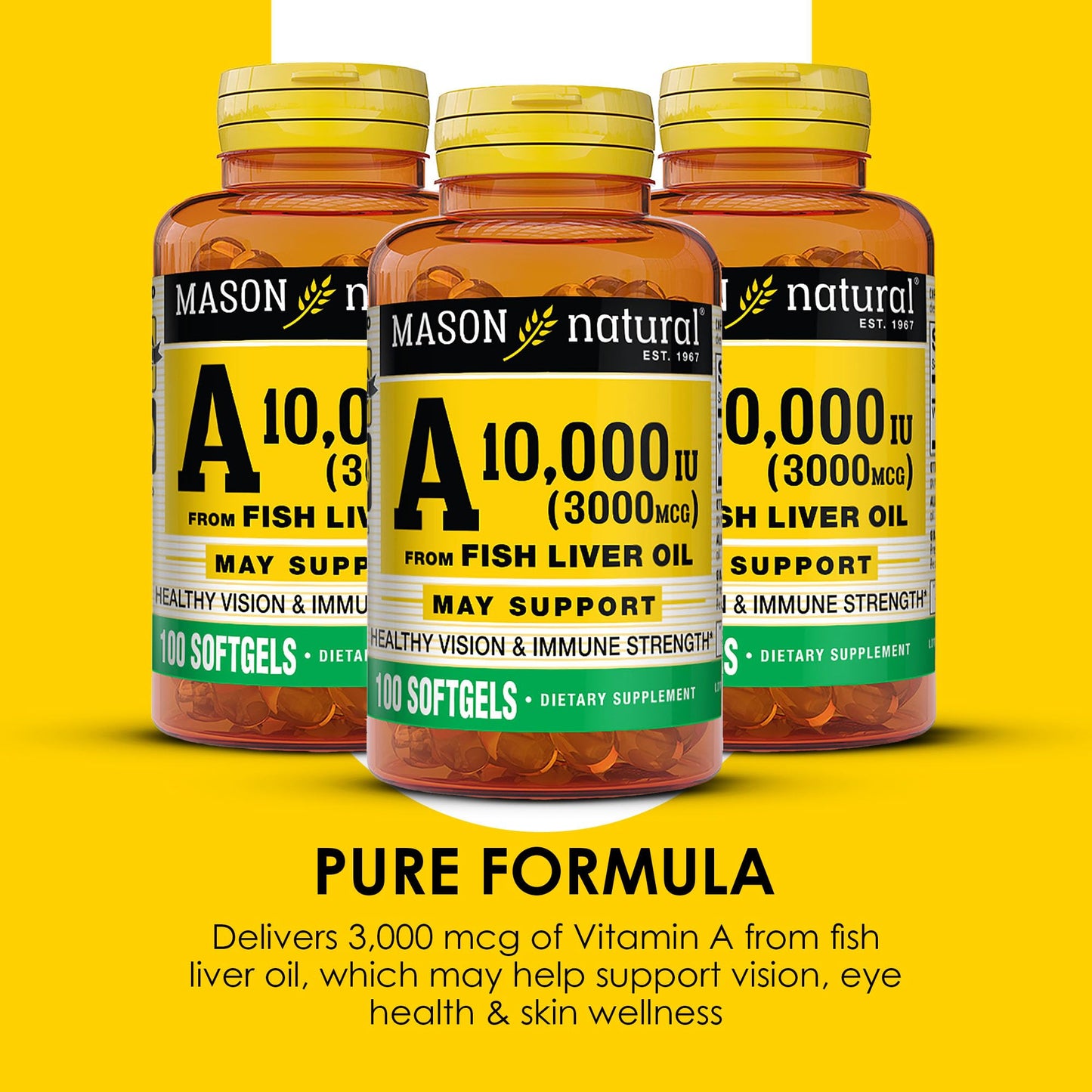 MASON NATURAL Vitamin A Softgels, 100 Count