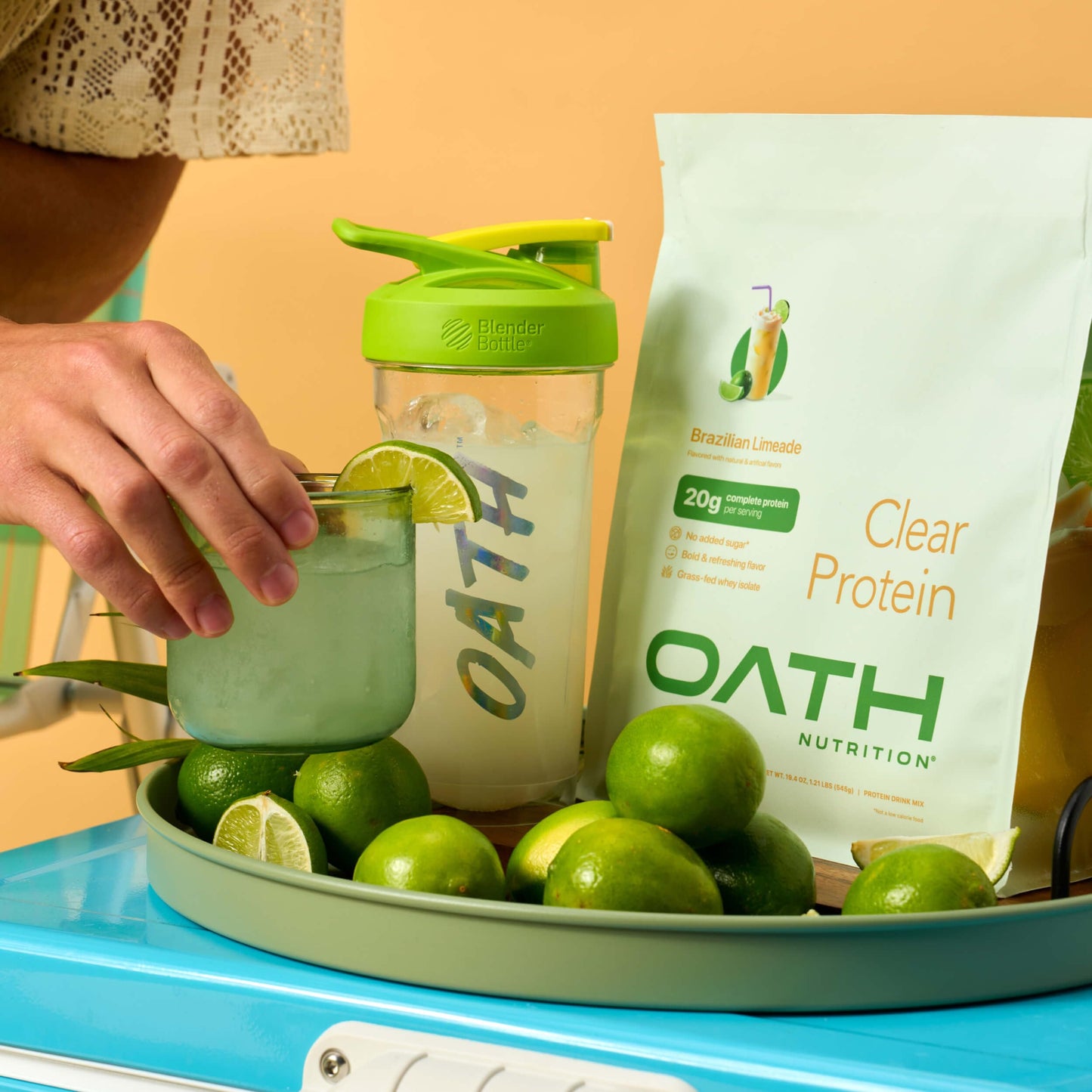 Oath Nutrition Clear Whey Isolate Protein Powder, Brazilian Limeade, 20g Complete Protein per Serving, No Added Sugar, Grass-Fed, 18 Servings