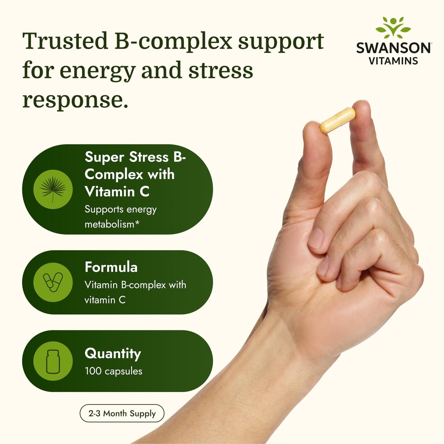Swanson Super Stress B-Complex with Vitamin C Capsule 100 Count