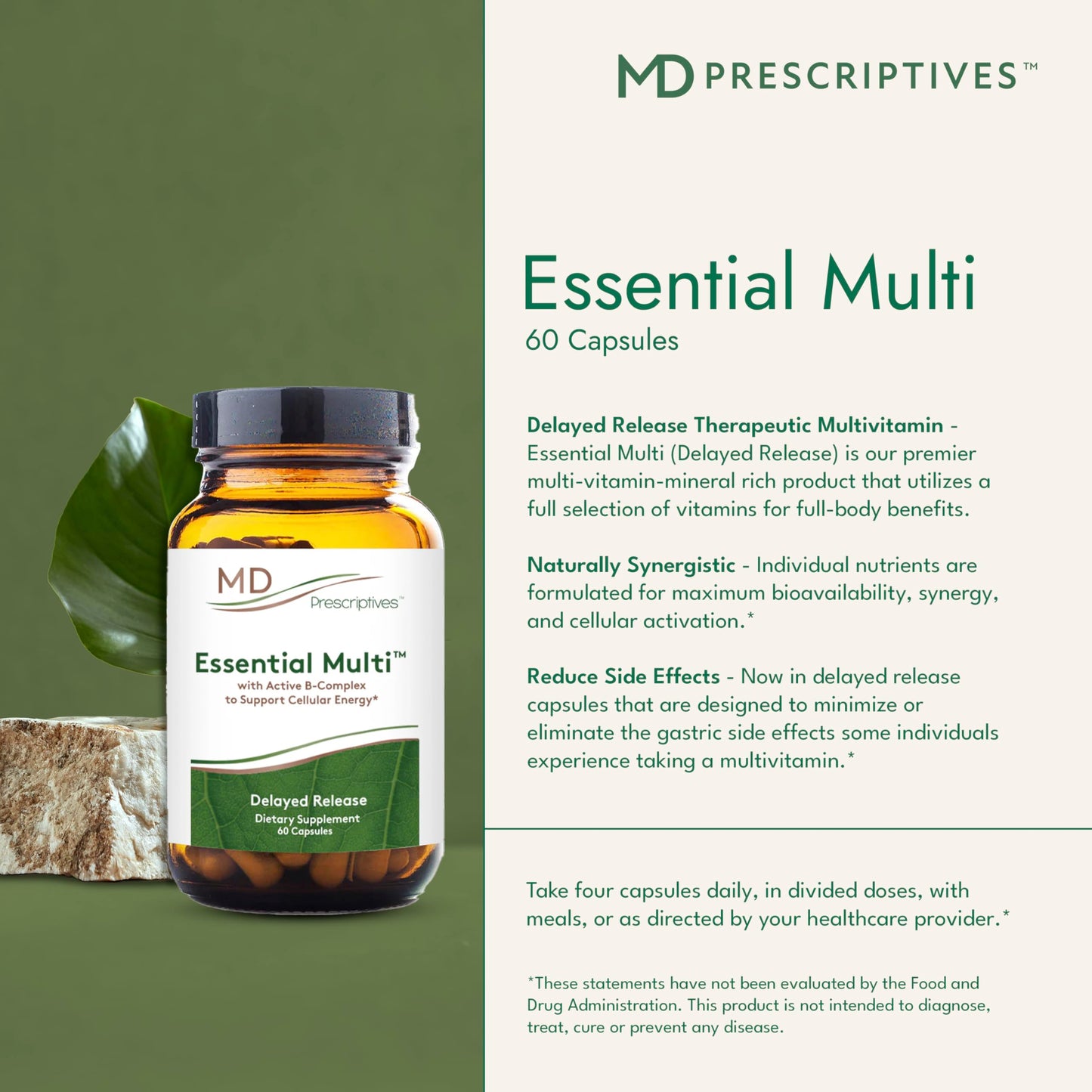 MD Prescriptives Essential Multi (Delayed Release) Multivitamin Mineral Complex Capsule, 60 Capsules