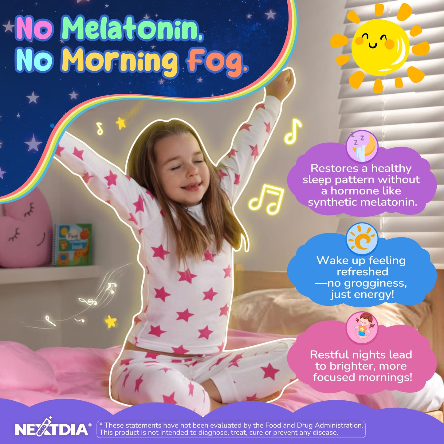 Nextdia Kids Magnesium Glycinate Gummies + Calcium + Omega-3, Melatonin Free, with L-Theanine, B6, D3 & K2, Zinc & Vitamin C, 120 Gummies