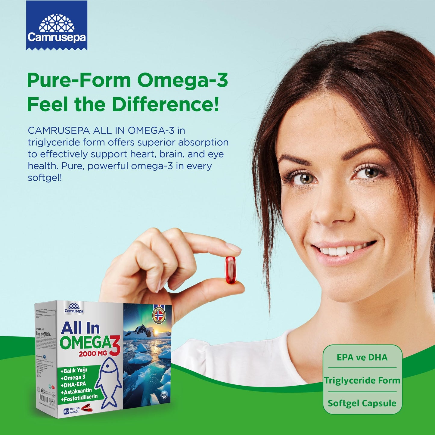 Camrusepa All in Omega-3 Capsules 60 Count