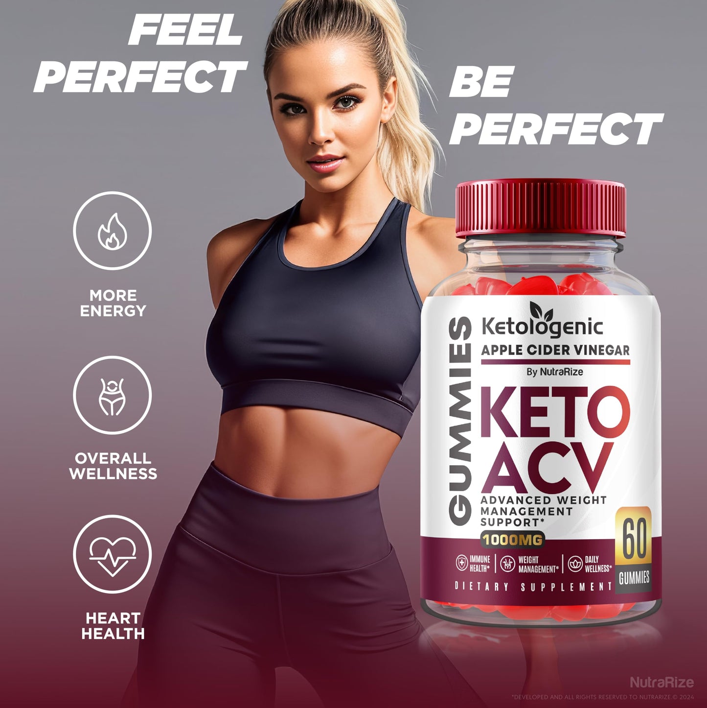 NutraRize Ketologenic Keto ACV Gummies, 300 Gummies