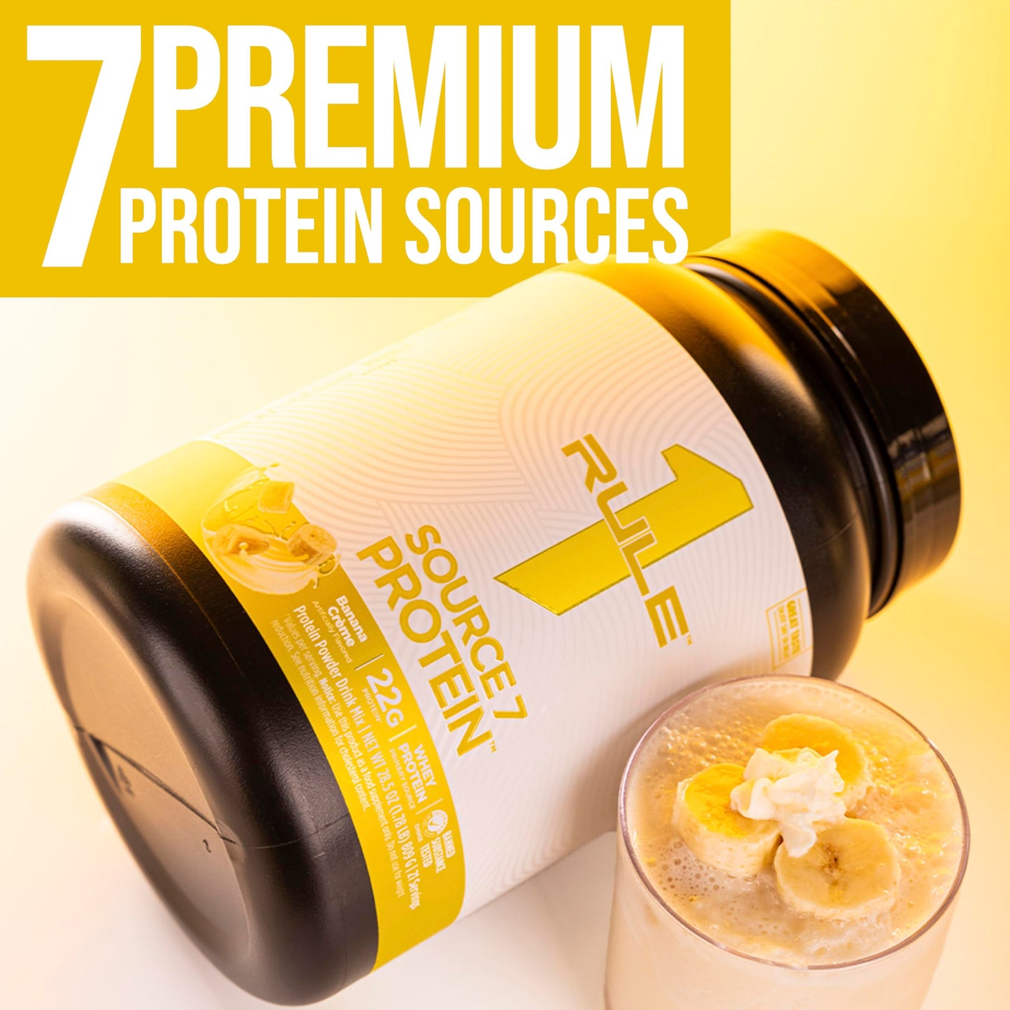 Rule 1 Proteins Source 7 Protein Powder Cookies & Cream 28 oz