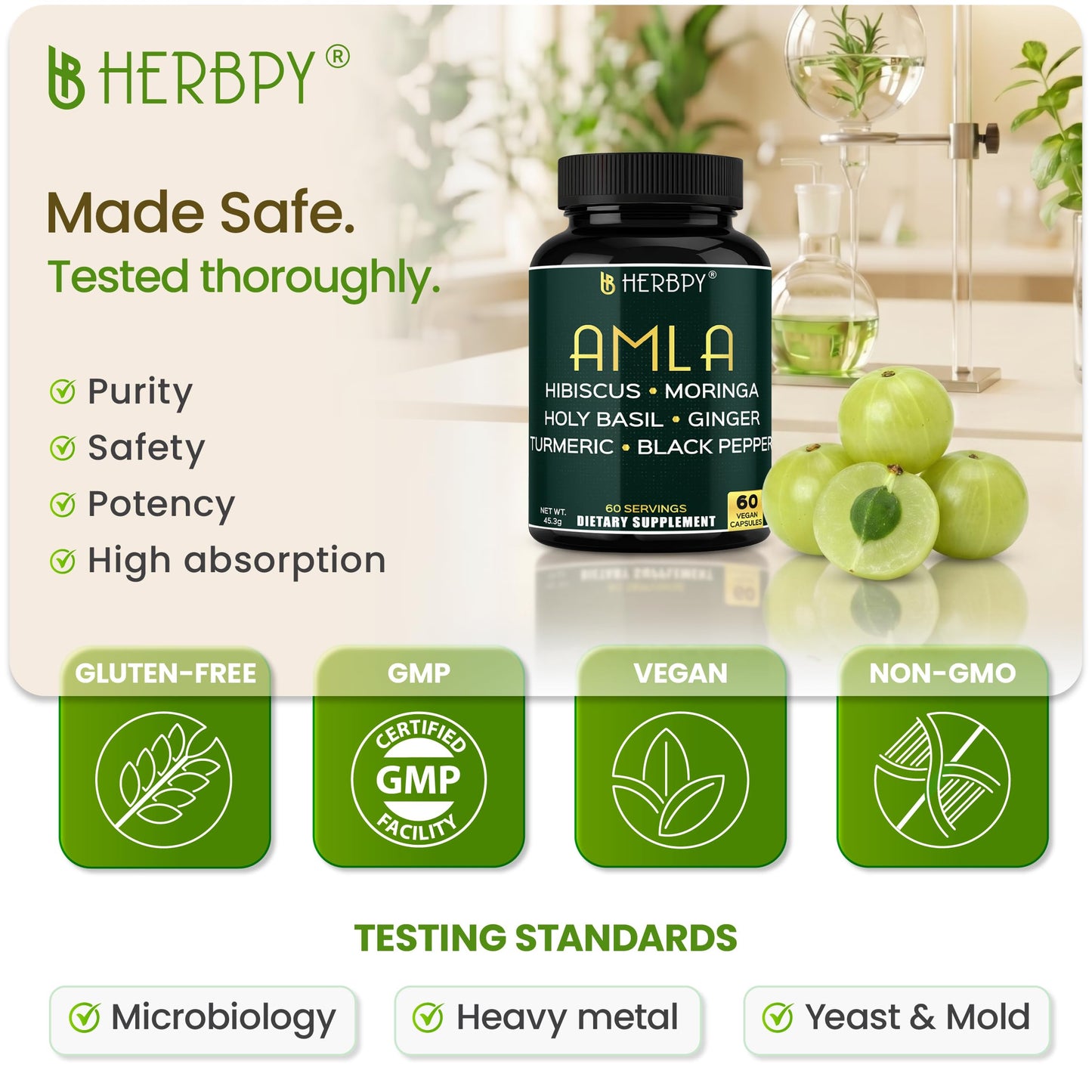 Herbpy 7in1 Amla Superfruit Extract Supplement Capsules, 60 Count