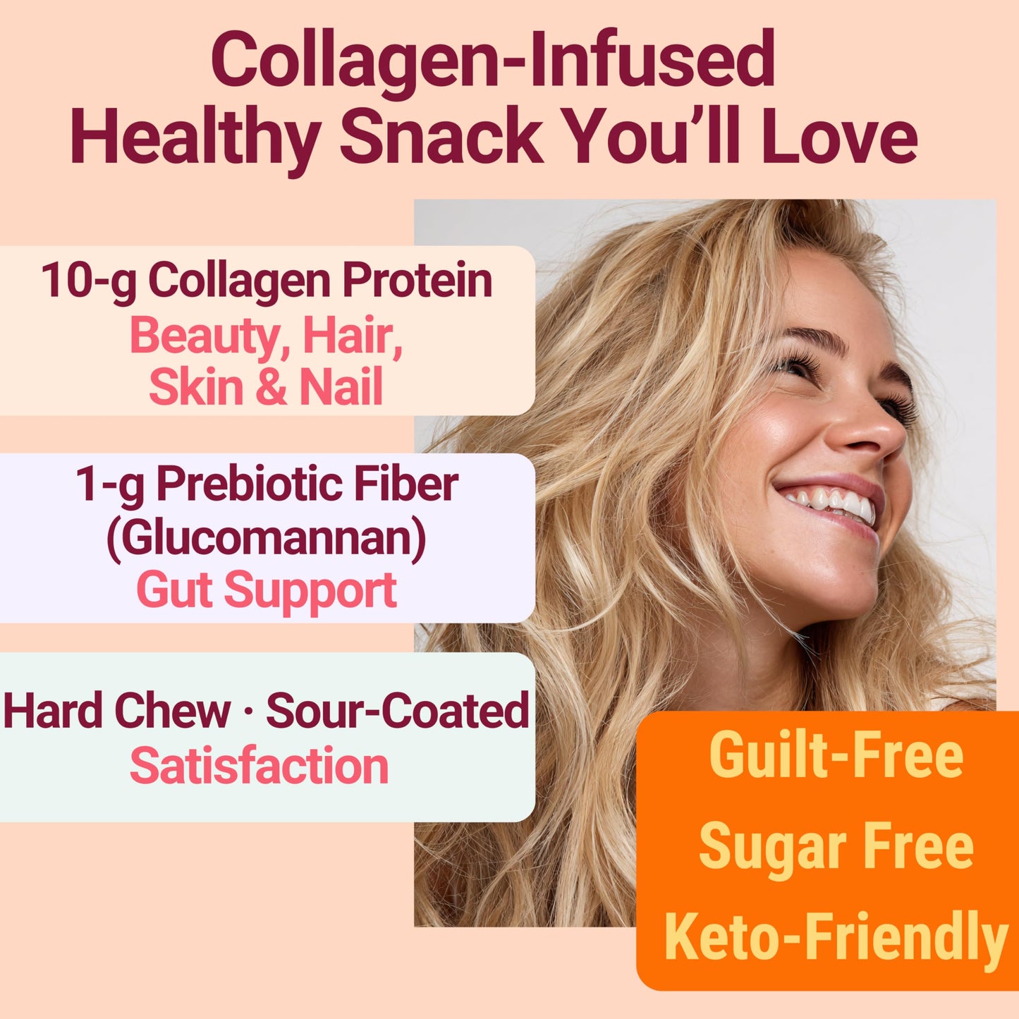 SHIZAM High-Fiber Keto Snacks Collagen Protein Gummy 64 Count