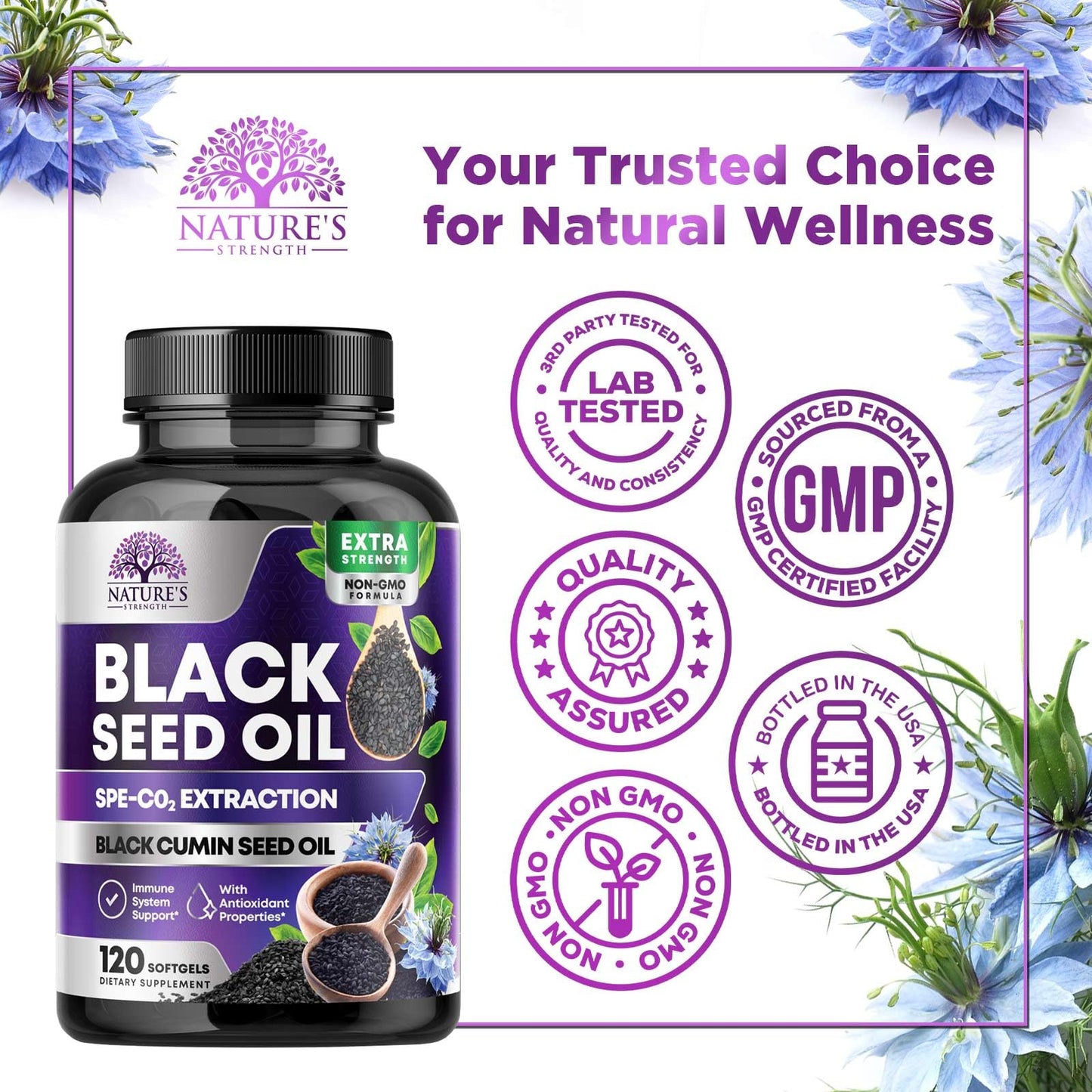 Nature's Strength Black Seed Oil Softgels 120 Count