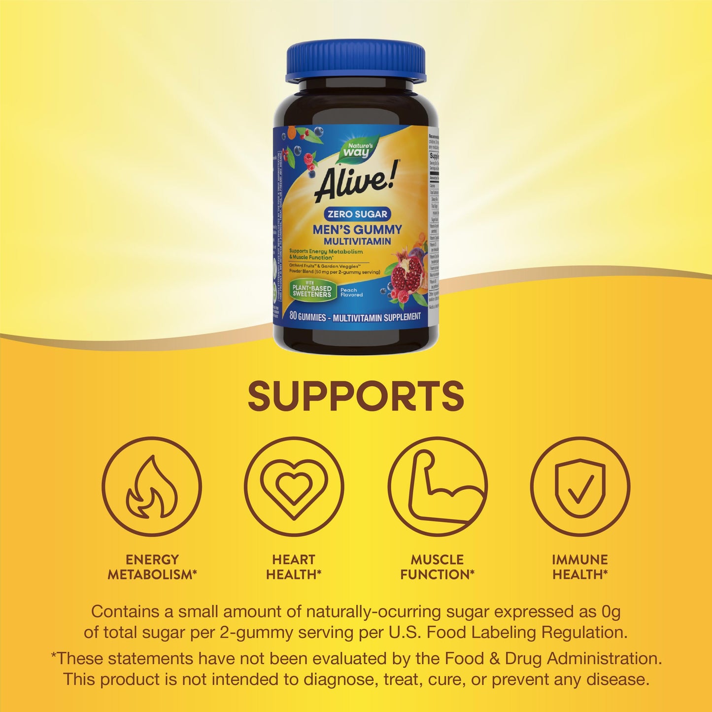 Nature's Way Alive! Zero Sugar Men's Gummy Multivitamins, 80 Gummies