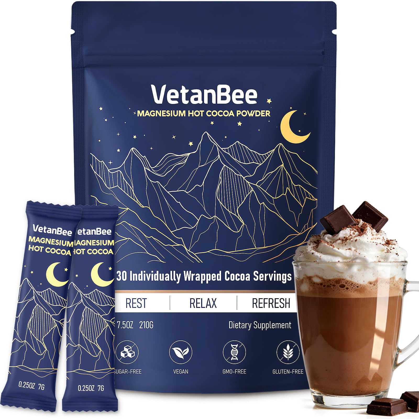 VetanBee Magnesium Sleep Cocoa Drink Powder 1 Ounce