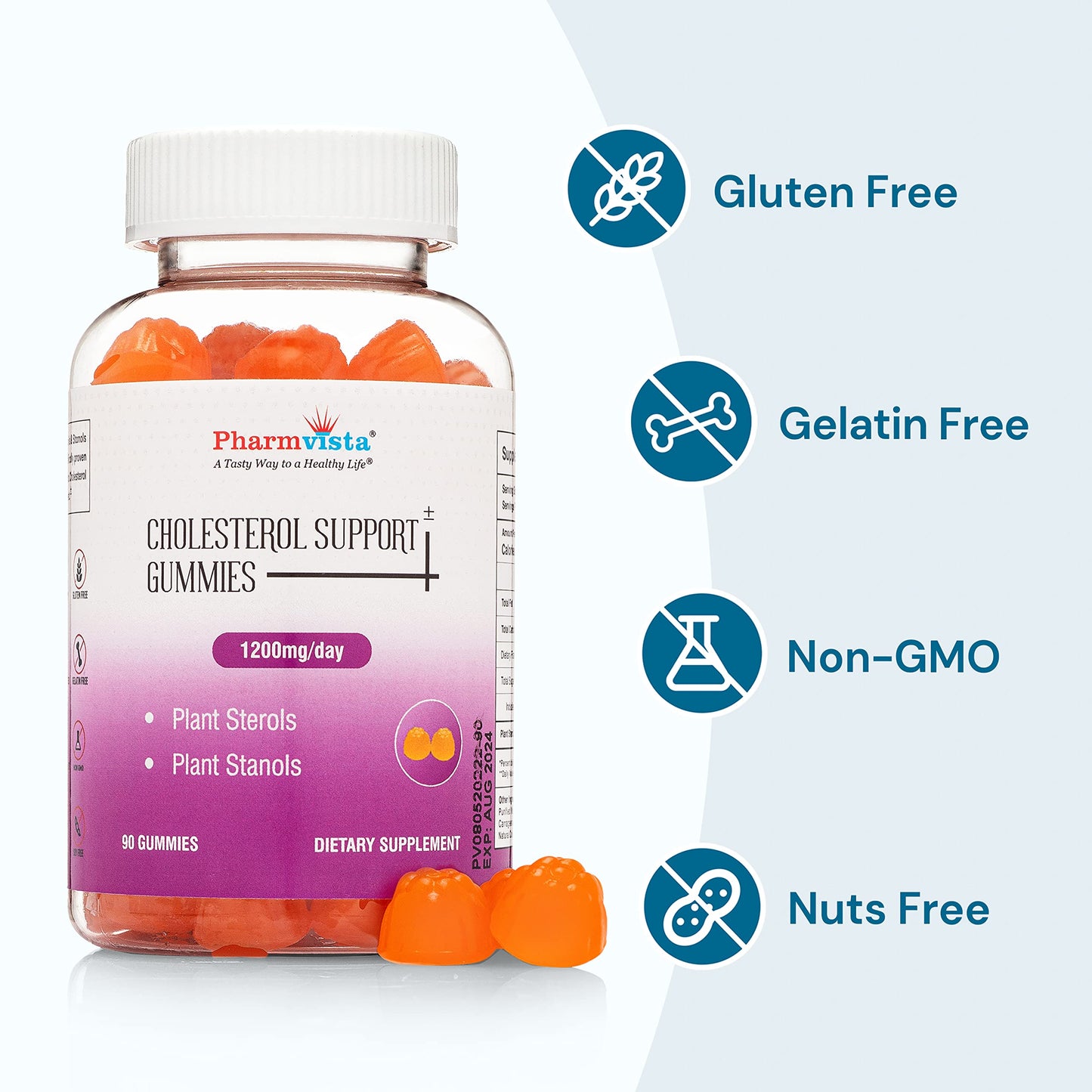 Pharmvista Plant Sterols and Stanols 1200mg Gummy 90 Count