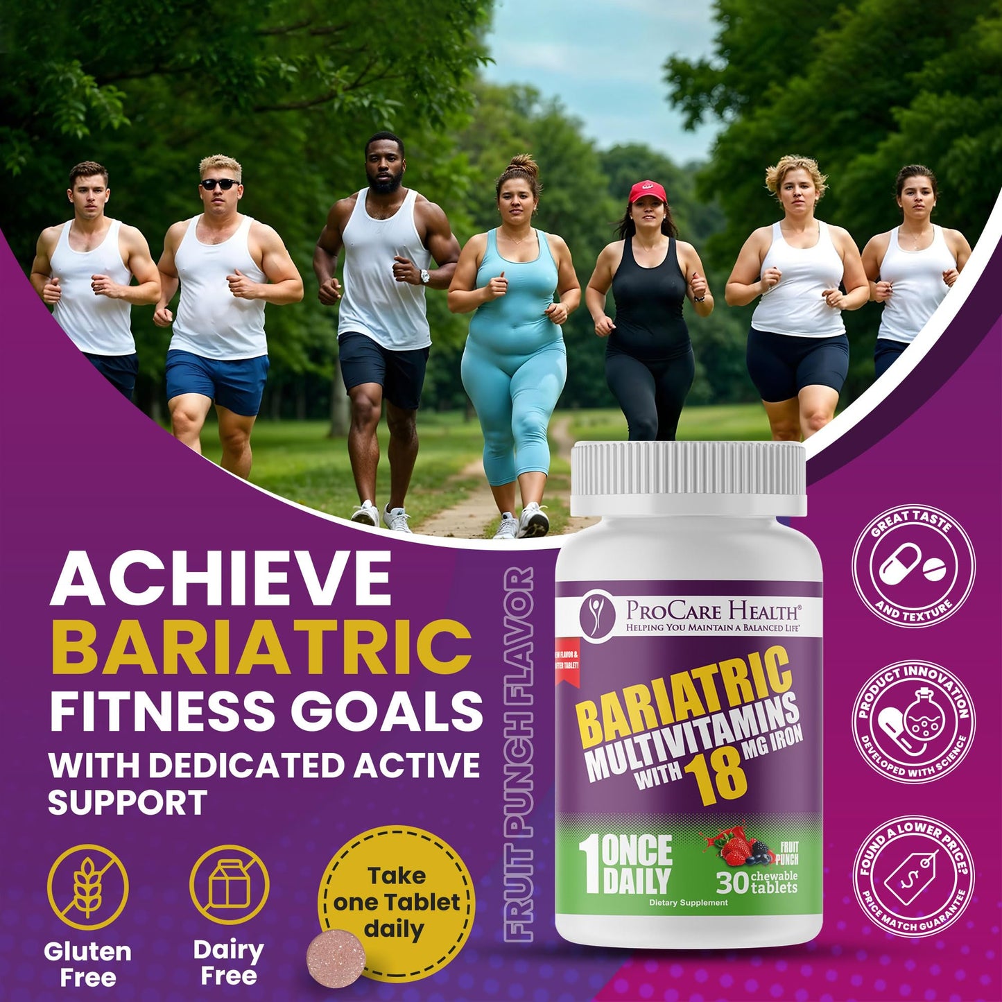 ProCare Health Bariatric Chewable Multivitamin with Iron 18 mg 30 Tablets