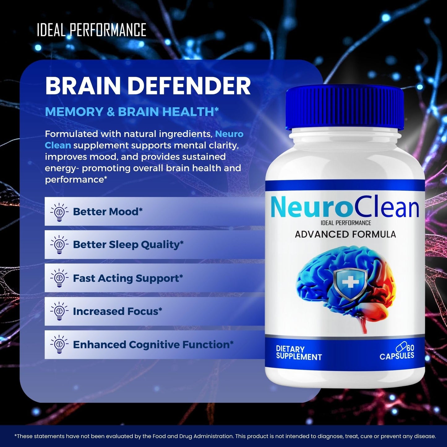 IDEAL PERFORMANCE Neuro Clean Capsules 300 Capsules