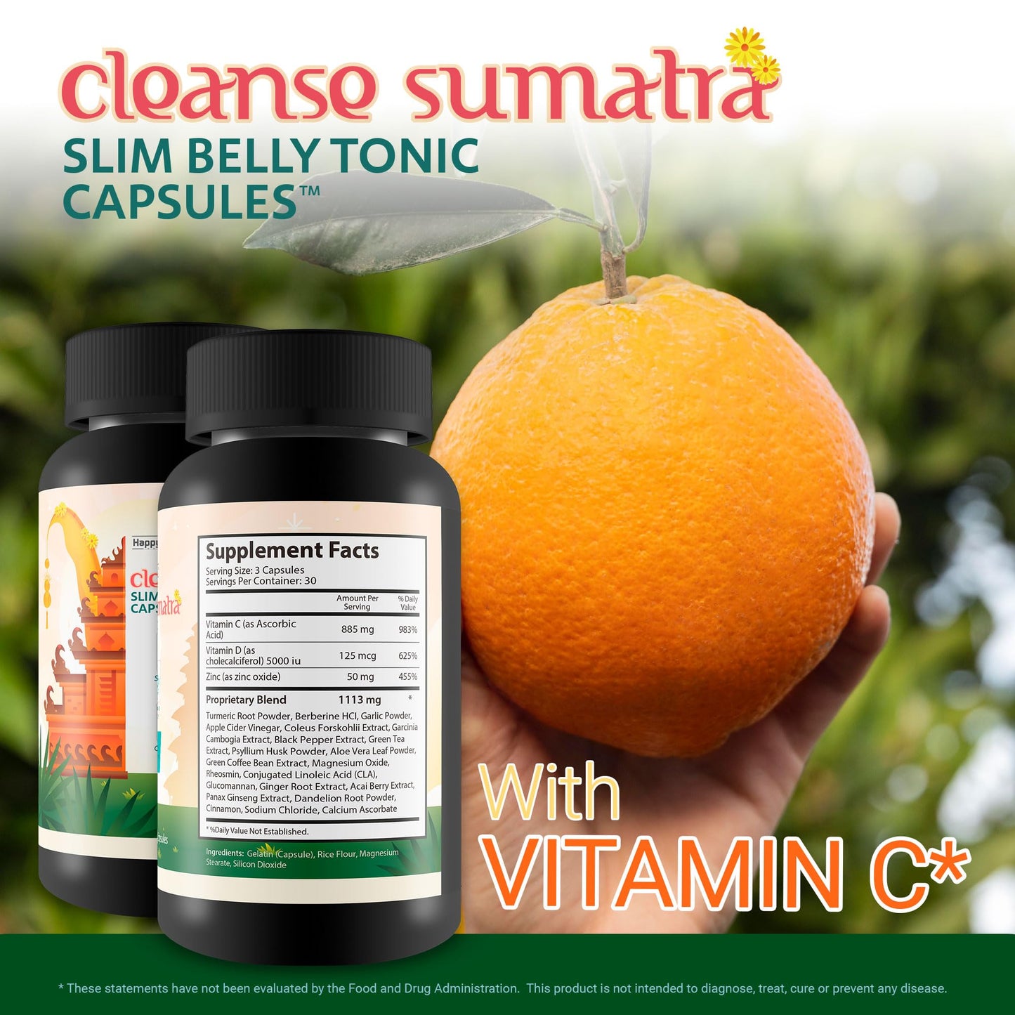 Happy Health Marketplace Cleanse Sumatra Slim Belly Tonic Capsules, 90 Count