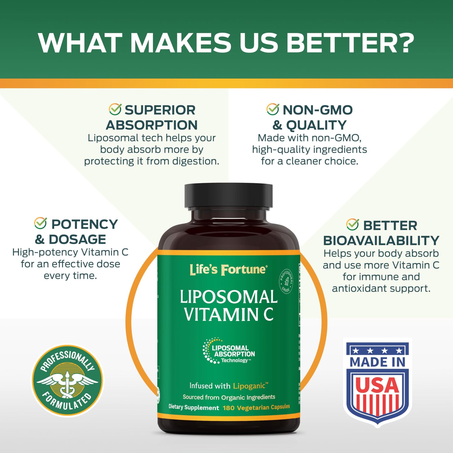 Life's Fortune Liposomal Vitamin C 2100 mg, 180 Capsules