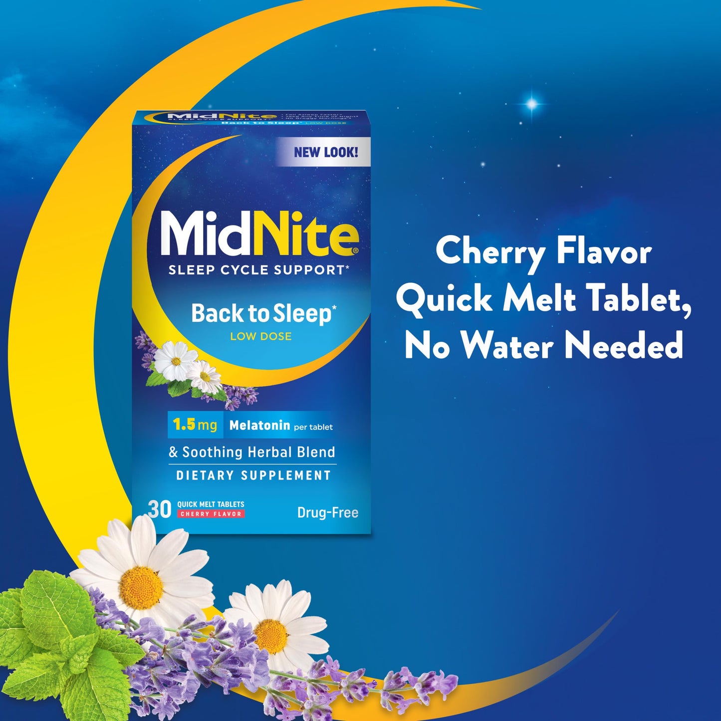 MidNite Back to Sleep Low Dose Melatonin Sleep Aid, 60 Tablets