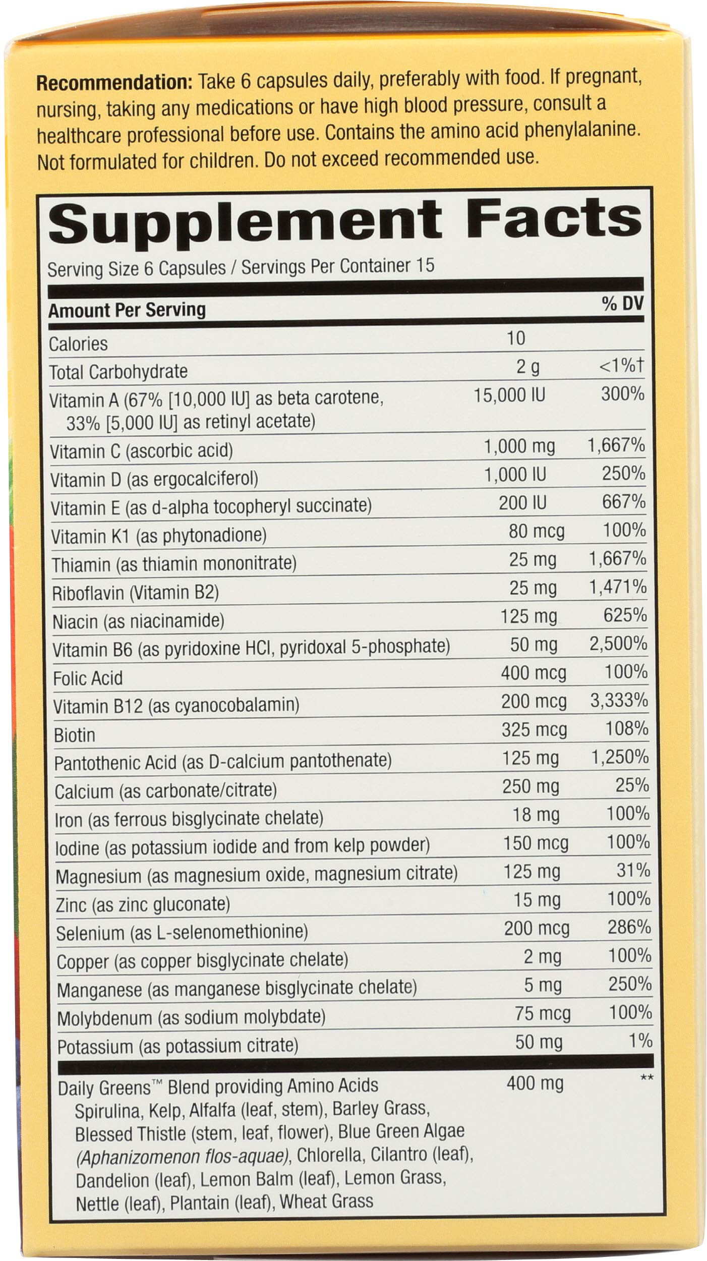 Nature's Way Alive! Max 6 Daily Multi-Vitamin Capsules 90 Count