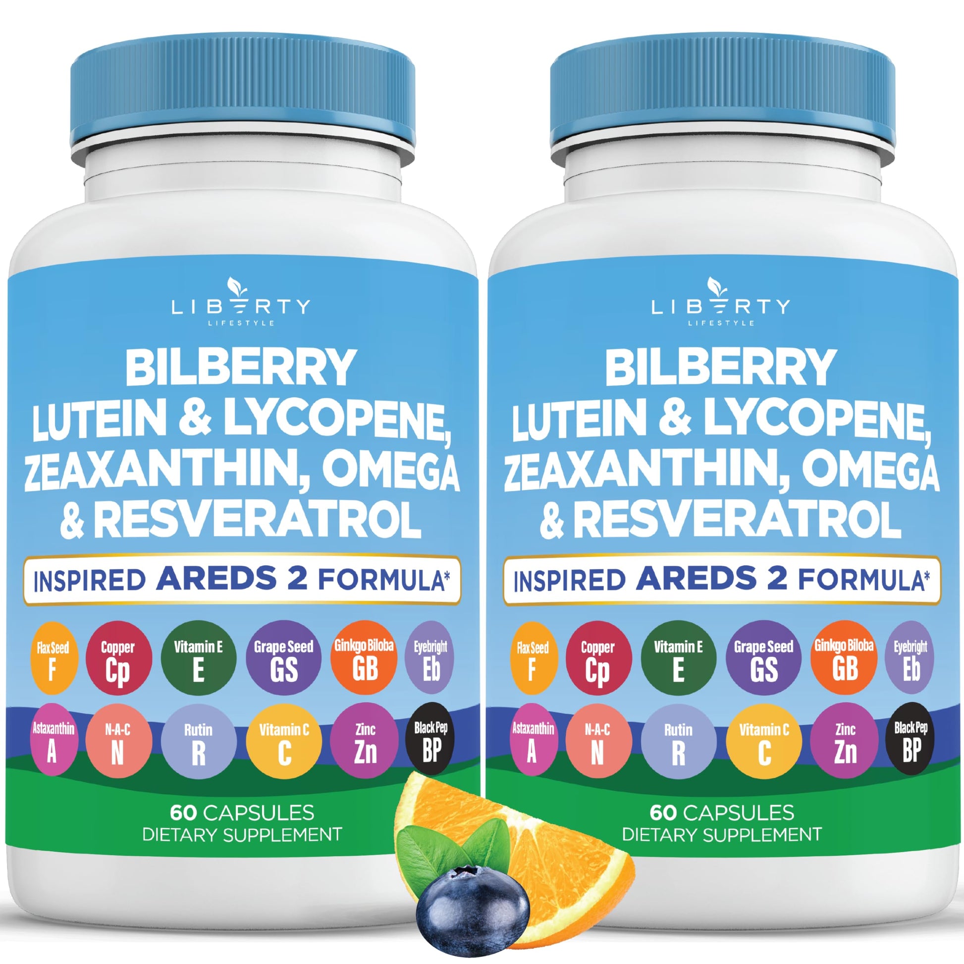 Liberty Lifestyle Eye Health Vitamins with Bilberry, Lutein & Zeaxanthin, Lycopene, Resveratrol, Grape Seed Extract, Flaxseed Astaxanthin- AREDS 2 Capsule, 120
