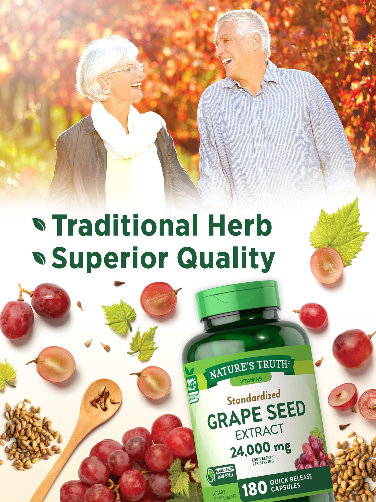 Nature's Truth Grape Seed Extract Capsule 180 Count