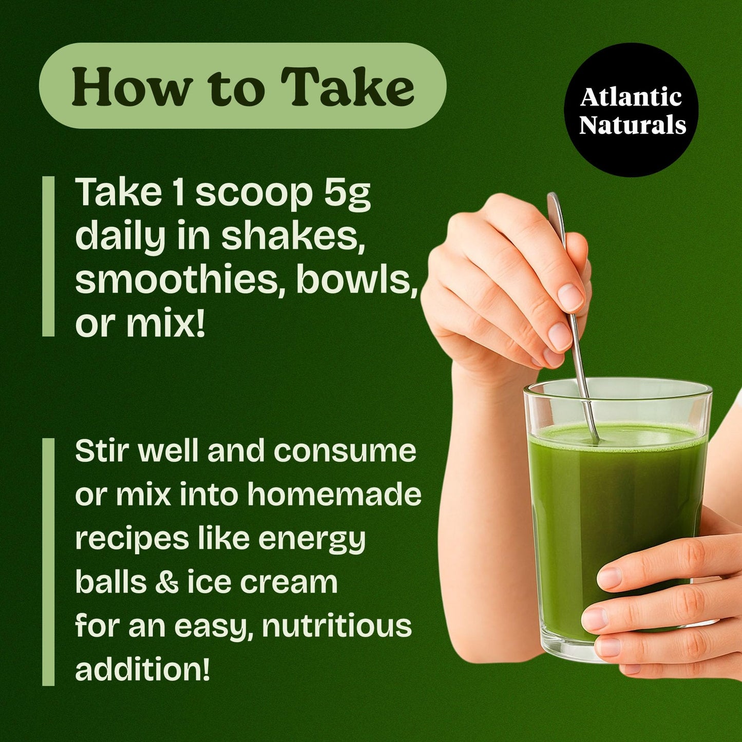 Atlantic Naturals Organic Sea Moss Super Greens Powder Superfood 5000mg 5.5 Ounce