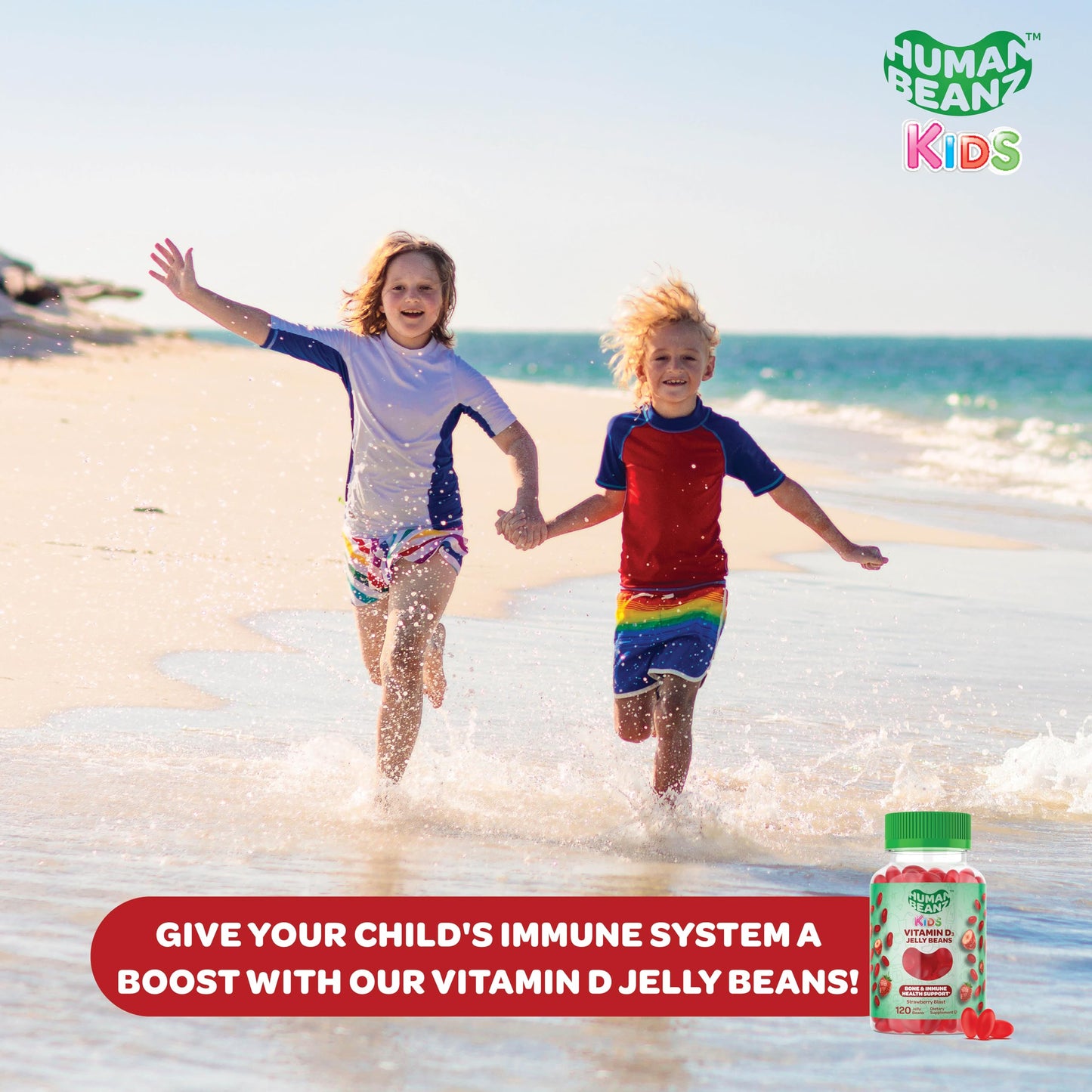 Human Beanz Vitamin D3 Jelly Bean Gummies, Gummy, 120 Count