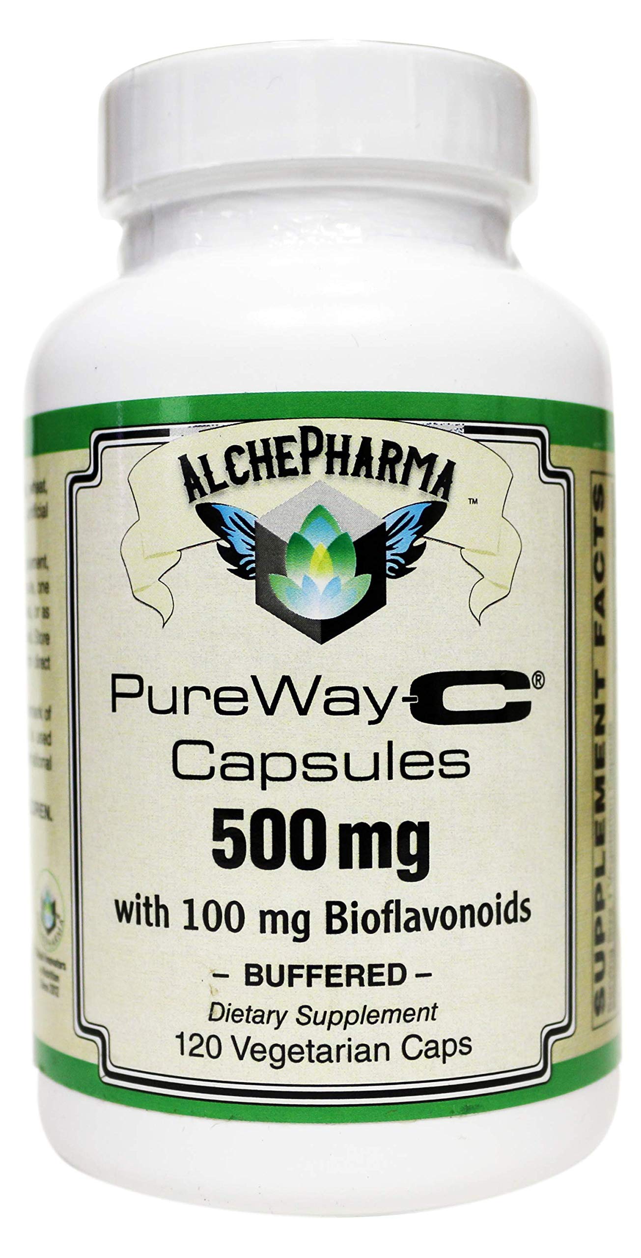 AlchePharma Pureway-C 500 Mg with Bioflavonoids, 120 Capsules