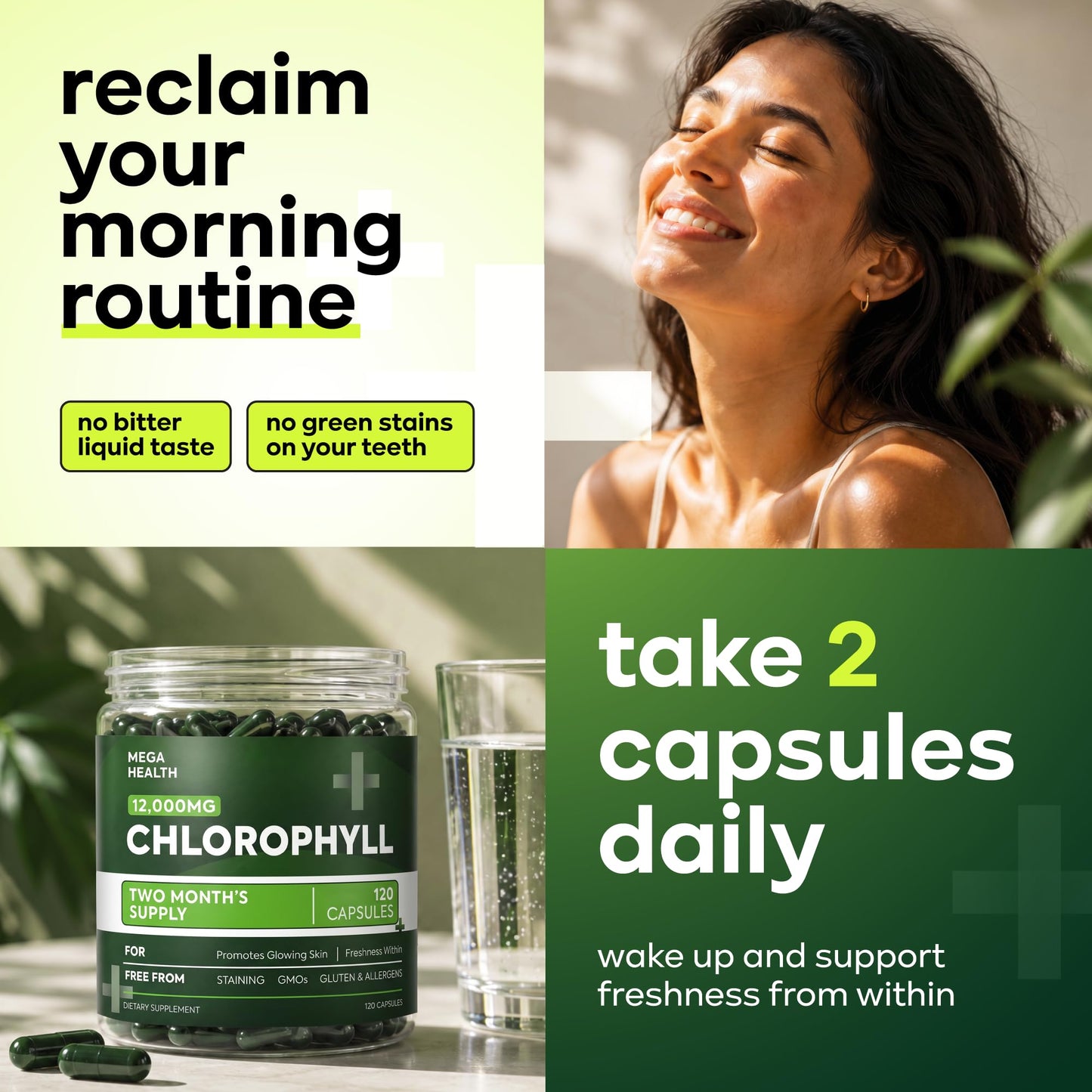 MEGA HEALTH Chlorophyll Capsules 12,000mg, 120 Count