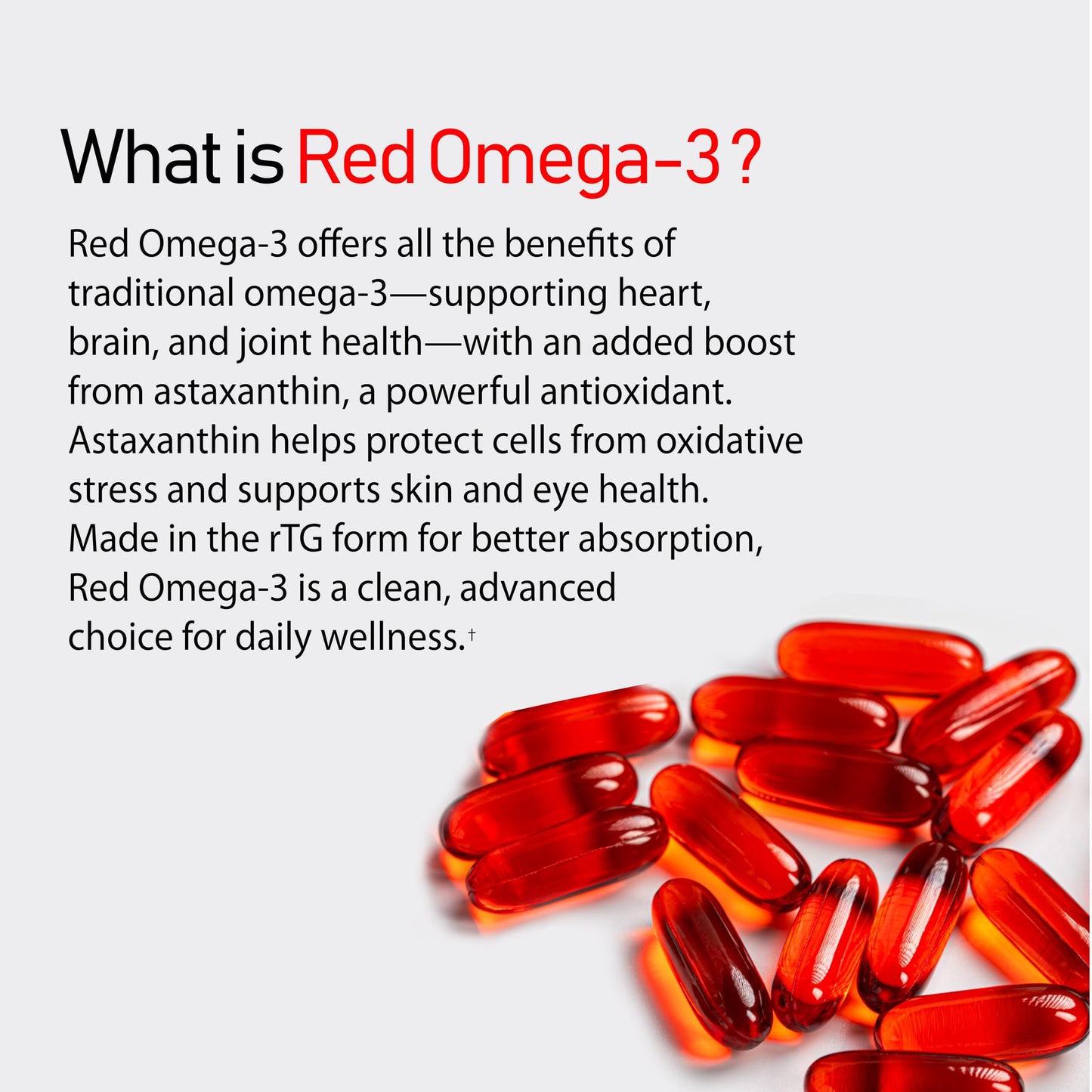 NANOWELL Red Omega-3 with Astaxanthin, DHA & EPA Immune Support Fish Oil Softgels 60 Count