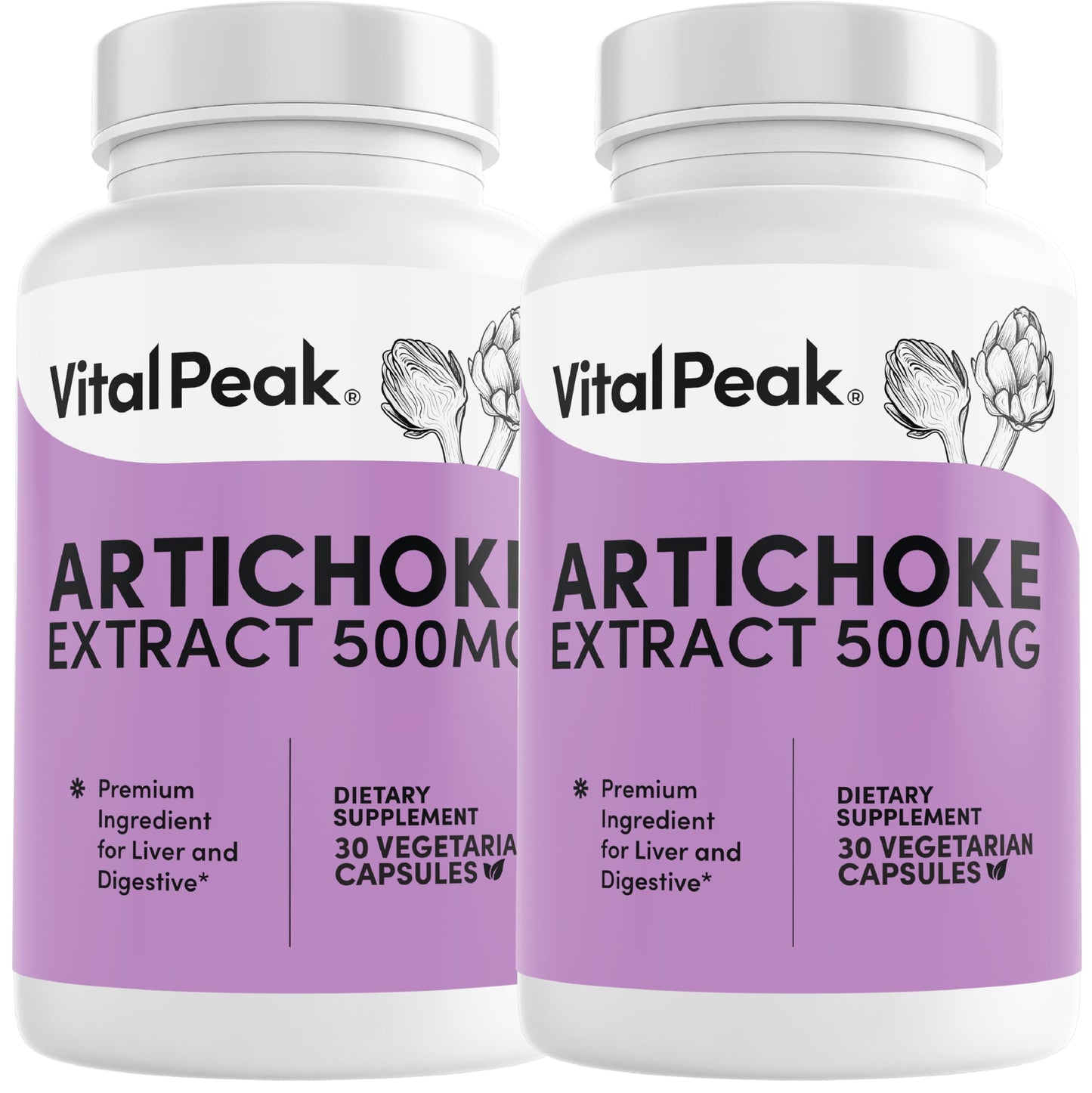 Vital Peak Artichoke 500 mg Supplement, 60 Capsules