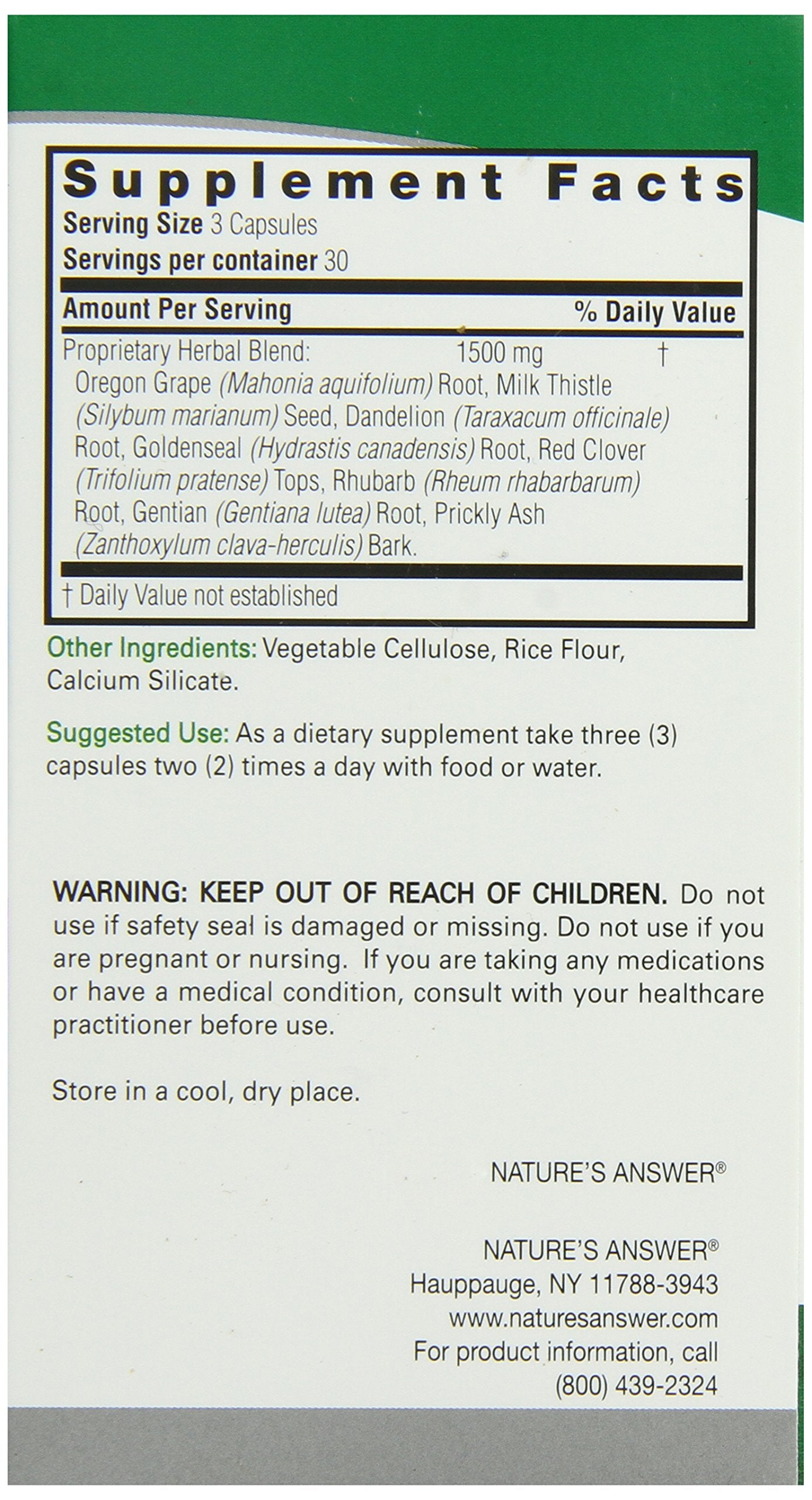 Nature's Answer Liver Support Capsule, 90 Capsules