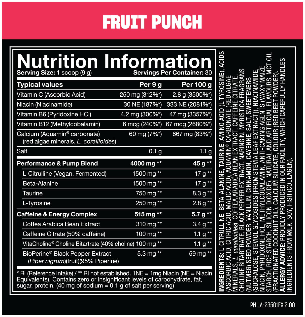 Mutant Madness Pre Workout Powder Performance and Pump Blend, 30 Servings, Fruit Punch