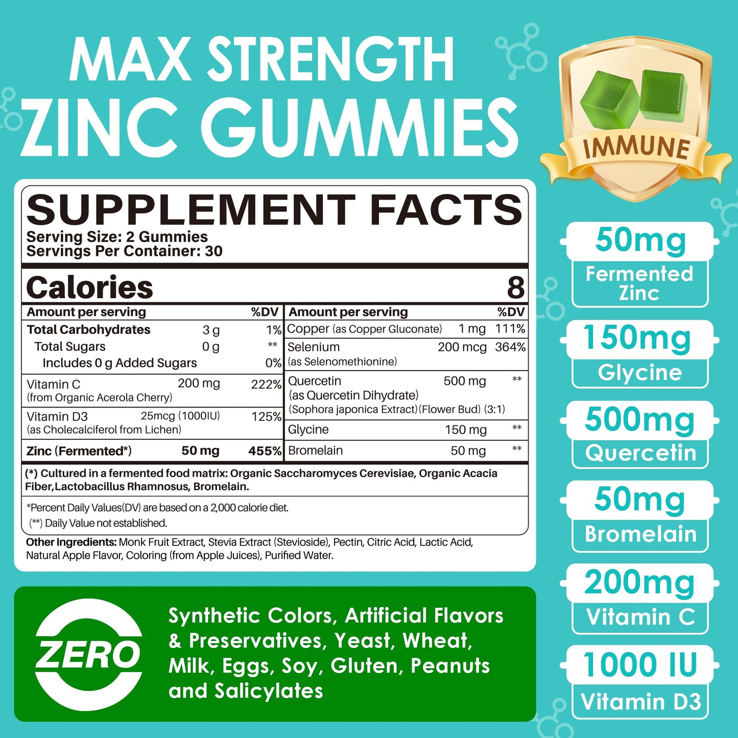 LILICARE Fermented Zinc Gummies 120 Gummies
