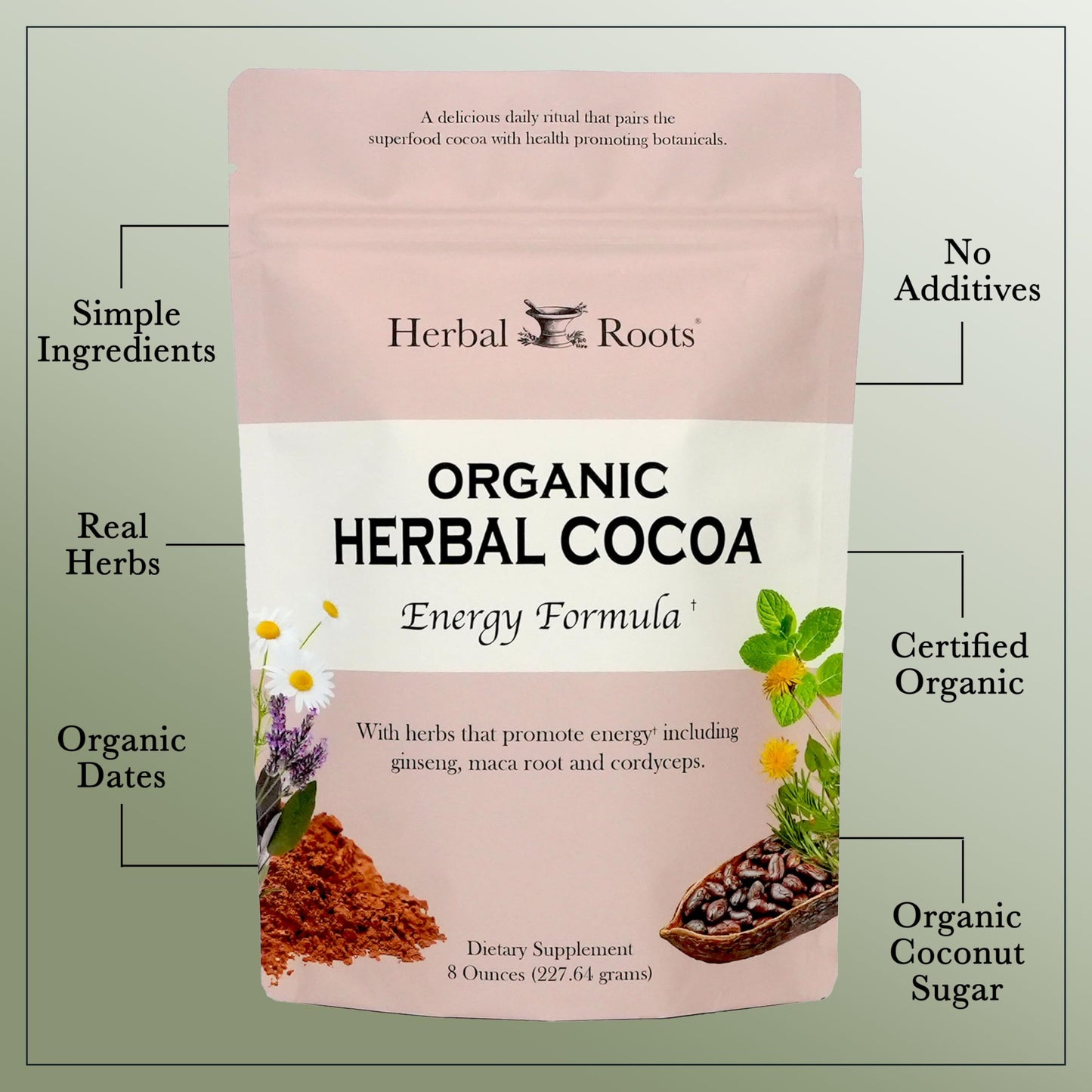 Herbal Roots Organic Energy Herbal Cocoa Powder (Powder), 8