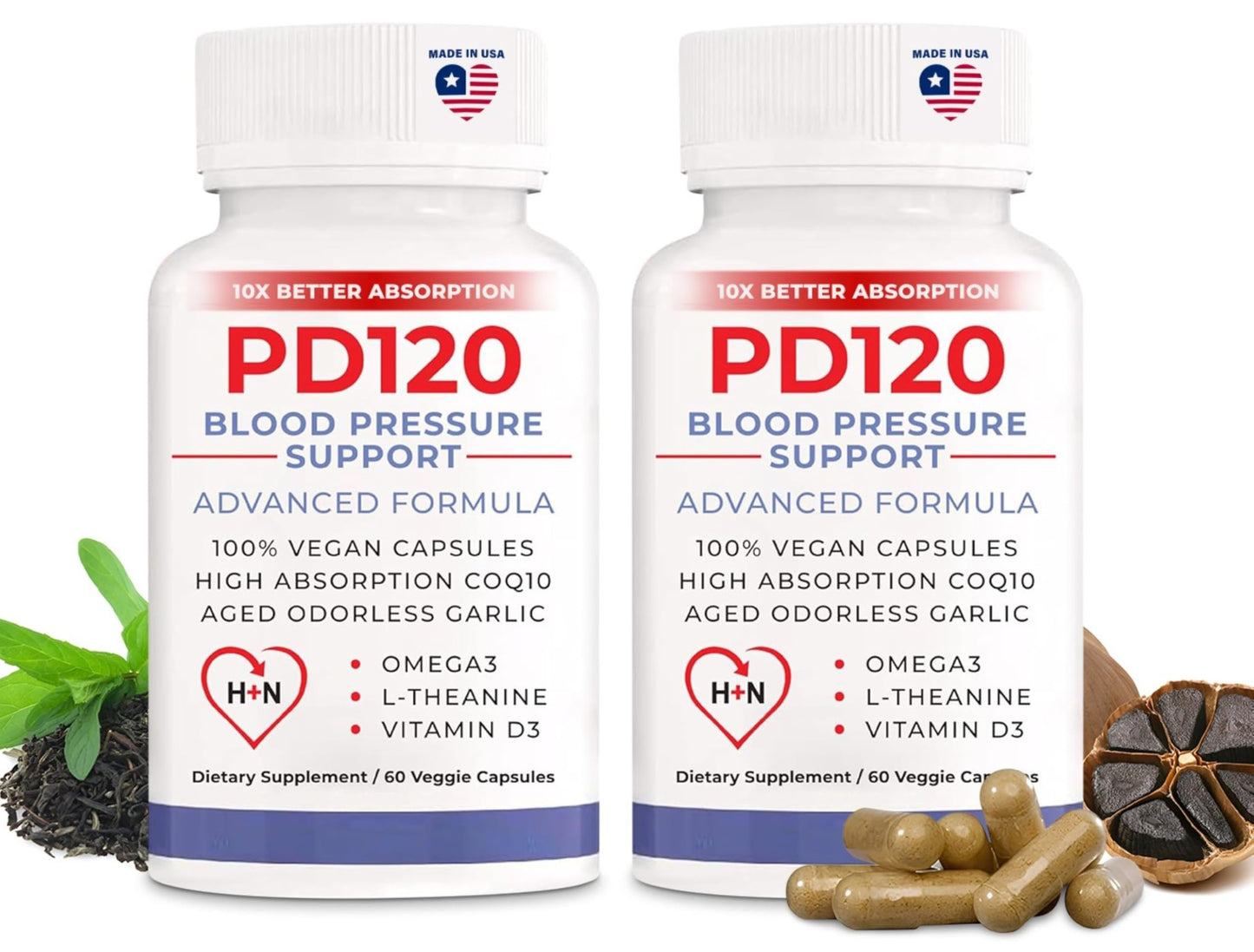 Hello Naturals PD120 Natural Blood Pressure Support Supplement Capsules, 60 Count