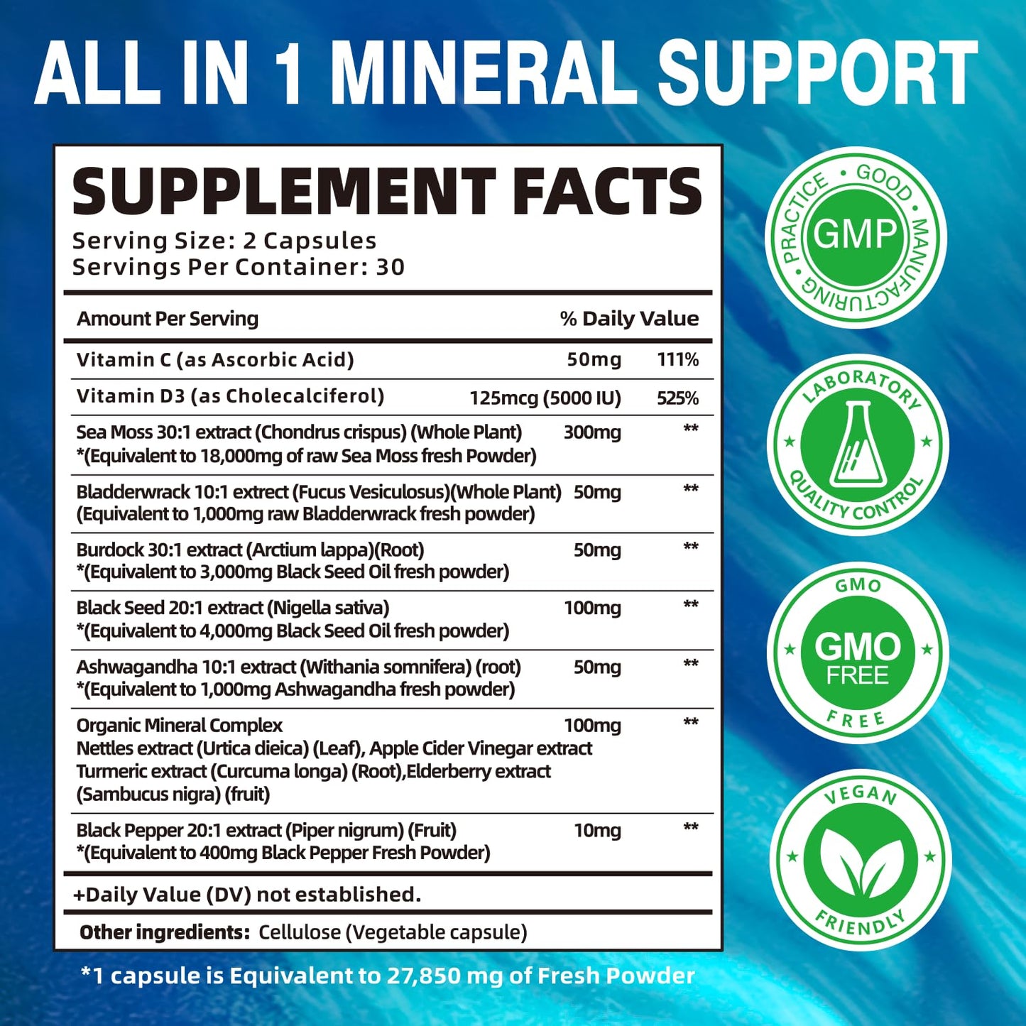 Fubienfit Organic Sea Moss Capsules 60 Count