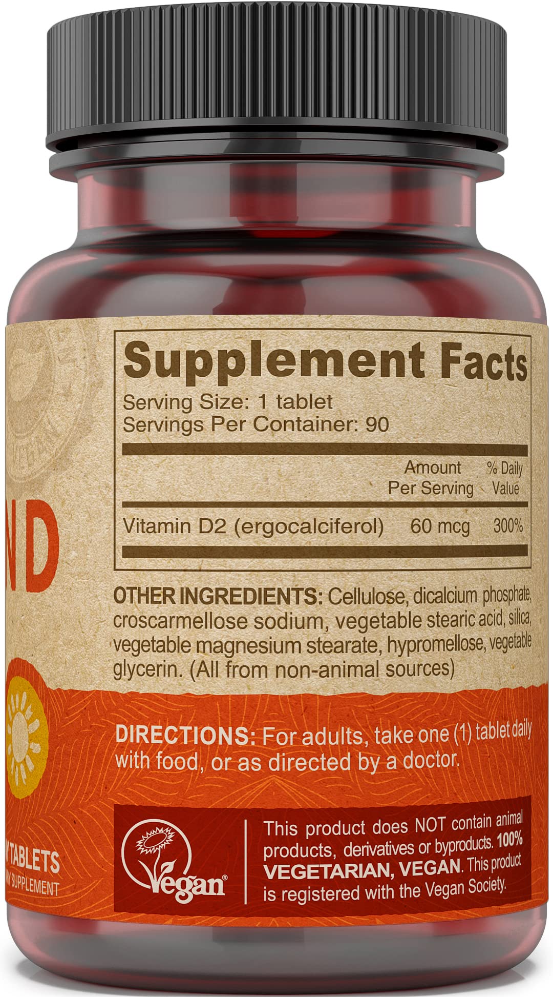 DEVA Vegan Vitamin D2 800 IU Ergocalciferol Supplement, 90 Tablets