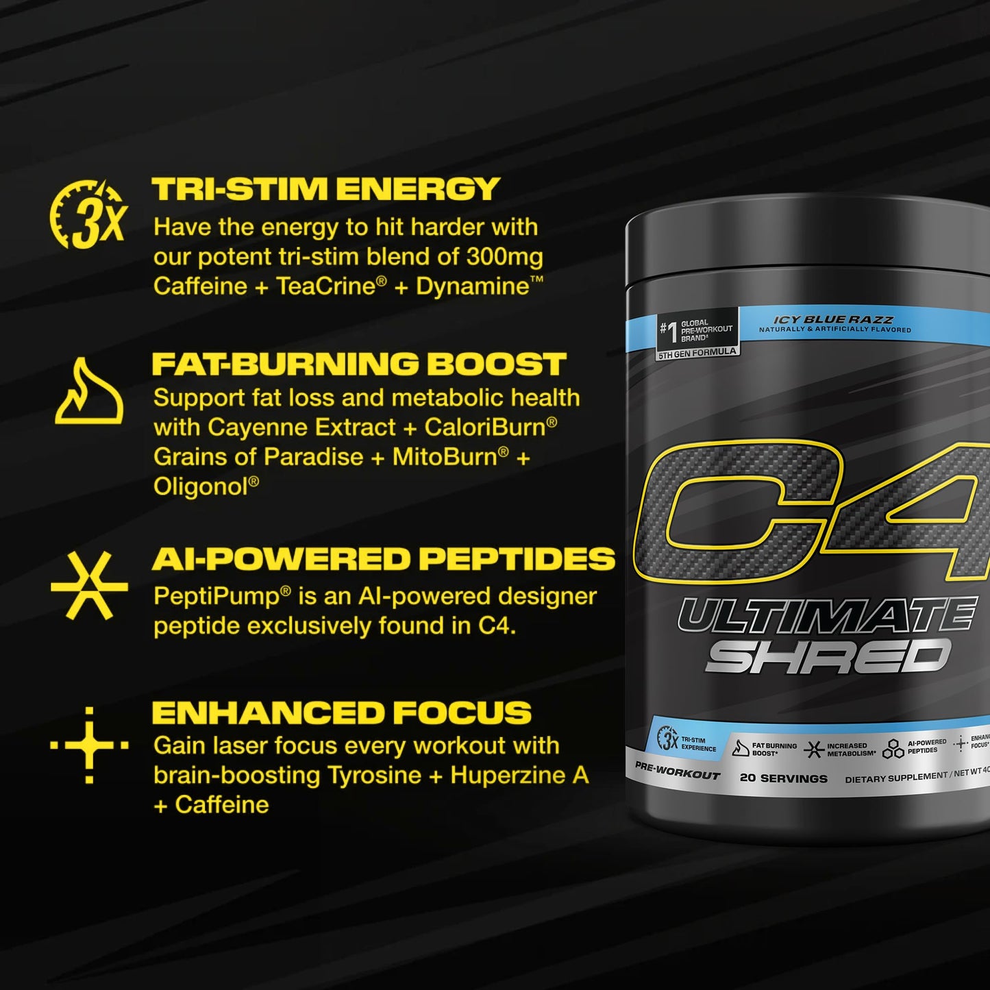 C4 Ultimate Shred Pre Workout Powder 11.1 Ounce
