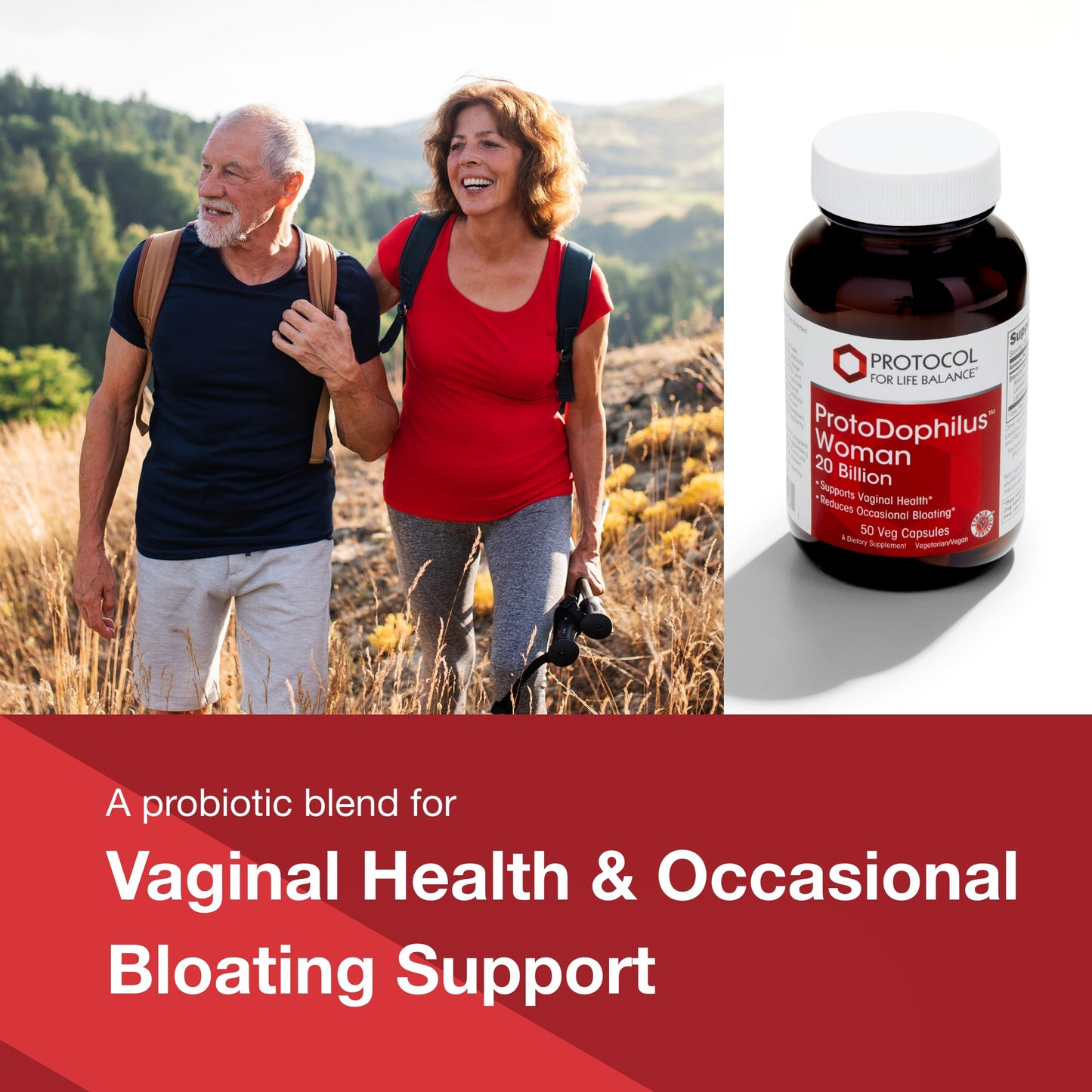 Protocol For Life Balance Proto Dophilus Woman - 20 Billion - Probiotics for Gut Health - Support Vaginal Health & Bloating Relief - Vegan & Kosher Capsules, 50 Count
