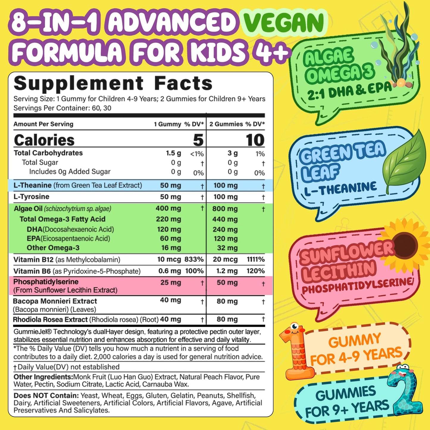 NEVISS Kids Focus Gummies 60 Count