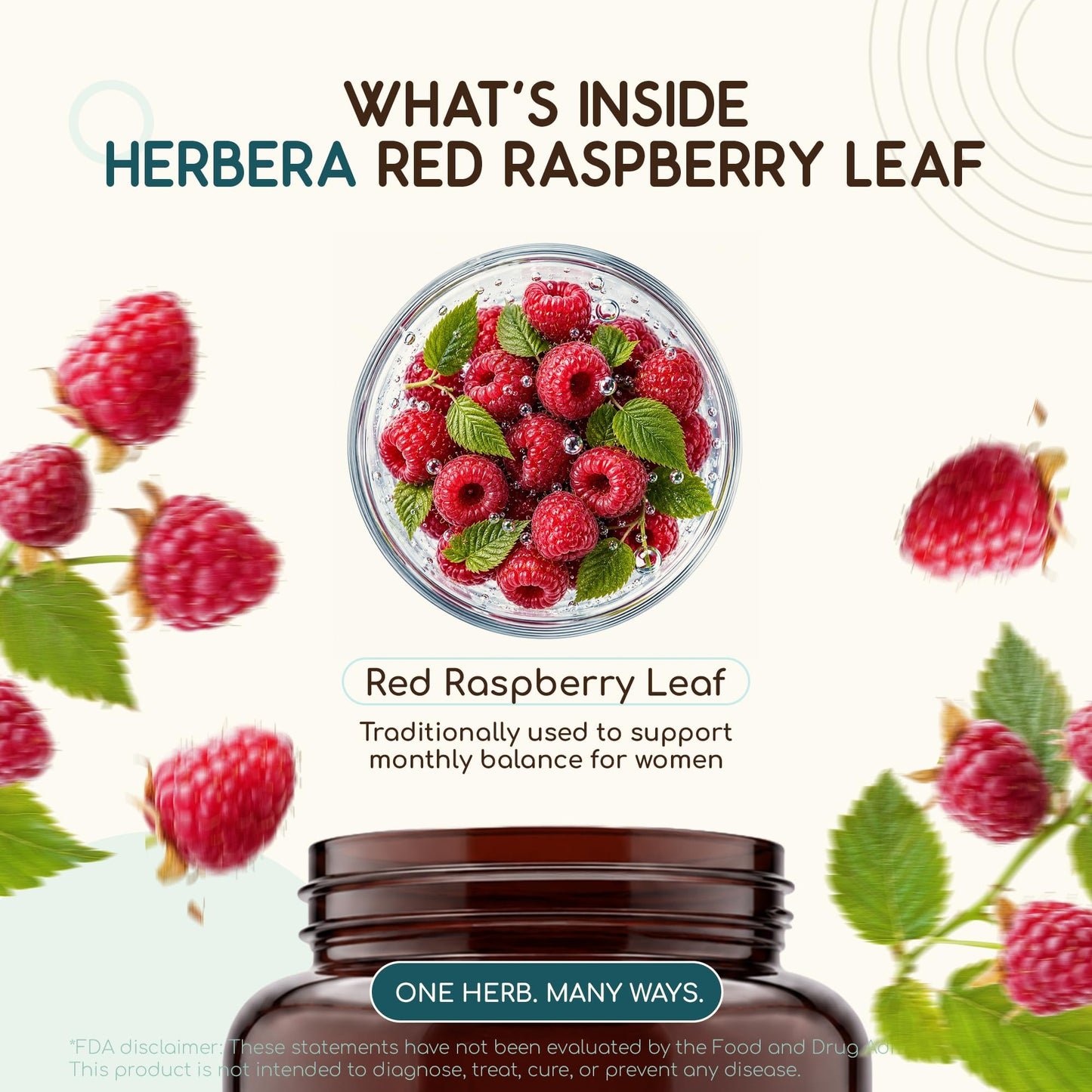 HerbEra USDA Organic Red Raspberry Leaf Capsules, 60 Capsules