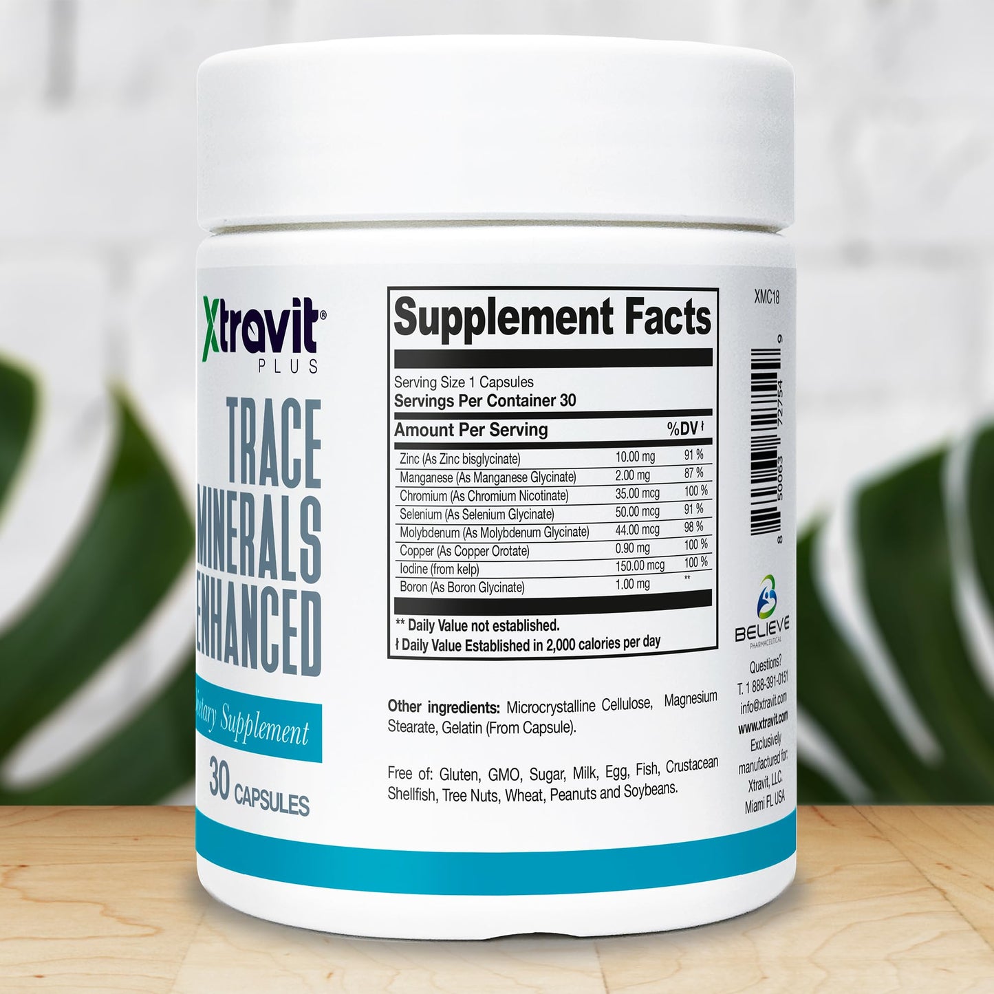 Xtravit Trace Minerals Enhanced Supplement – Multi Mineral Complex for Men & Women with Zinc, Selenium, Boron, Chromium & Iodine - May Support Energy, Hydration & Immunity - Non-GMO, 30 Capsules