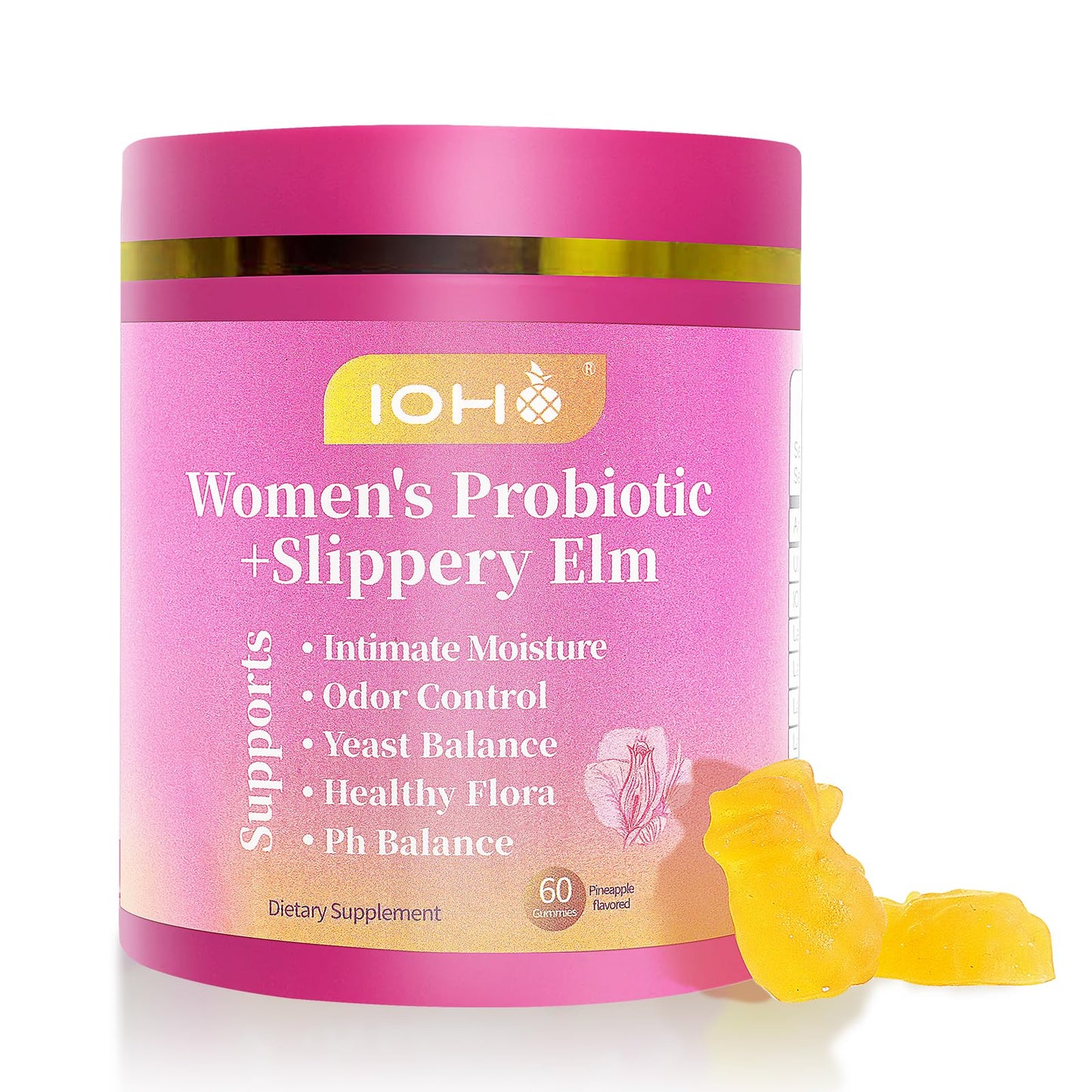 ZREVSB Her Juicy Feminine Probiotics Gummies for Women Tropical Pineapple Flavor, 60 Gummies