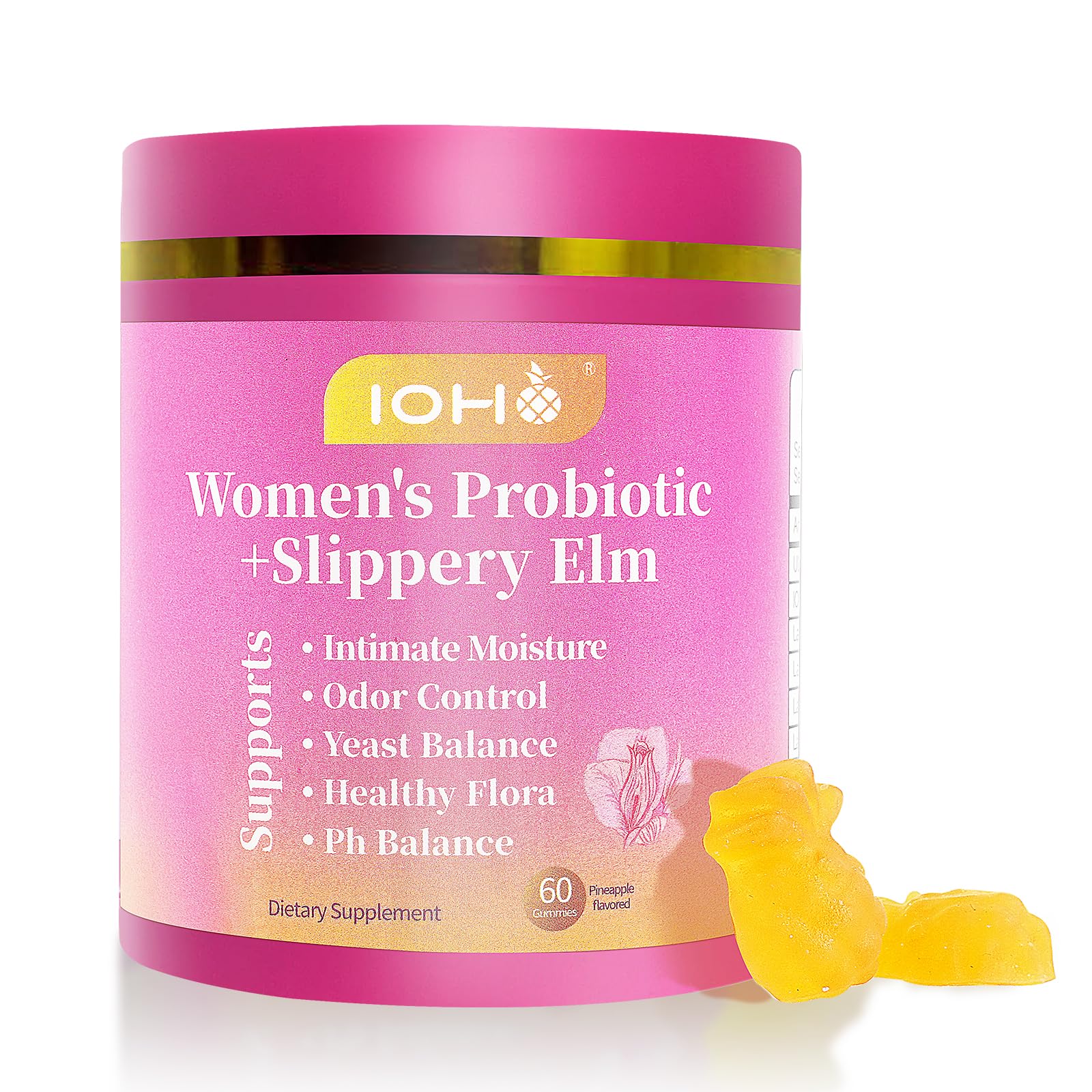 ZREVSB Her Juicy Feminine Probiotics Gummies for Women Tropical Pineapple Flavor, 60 Gummies