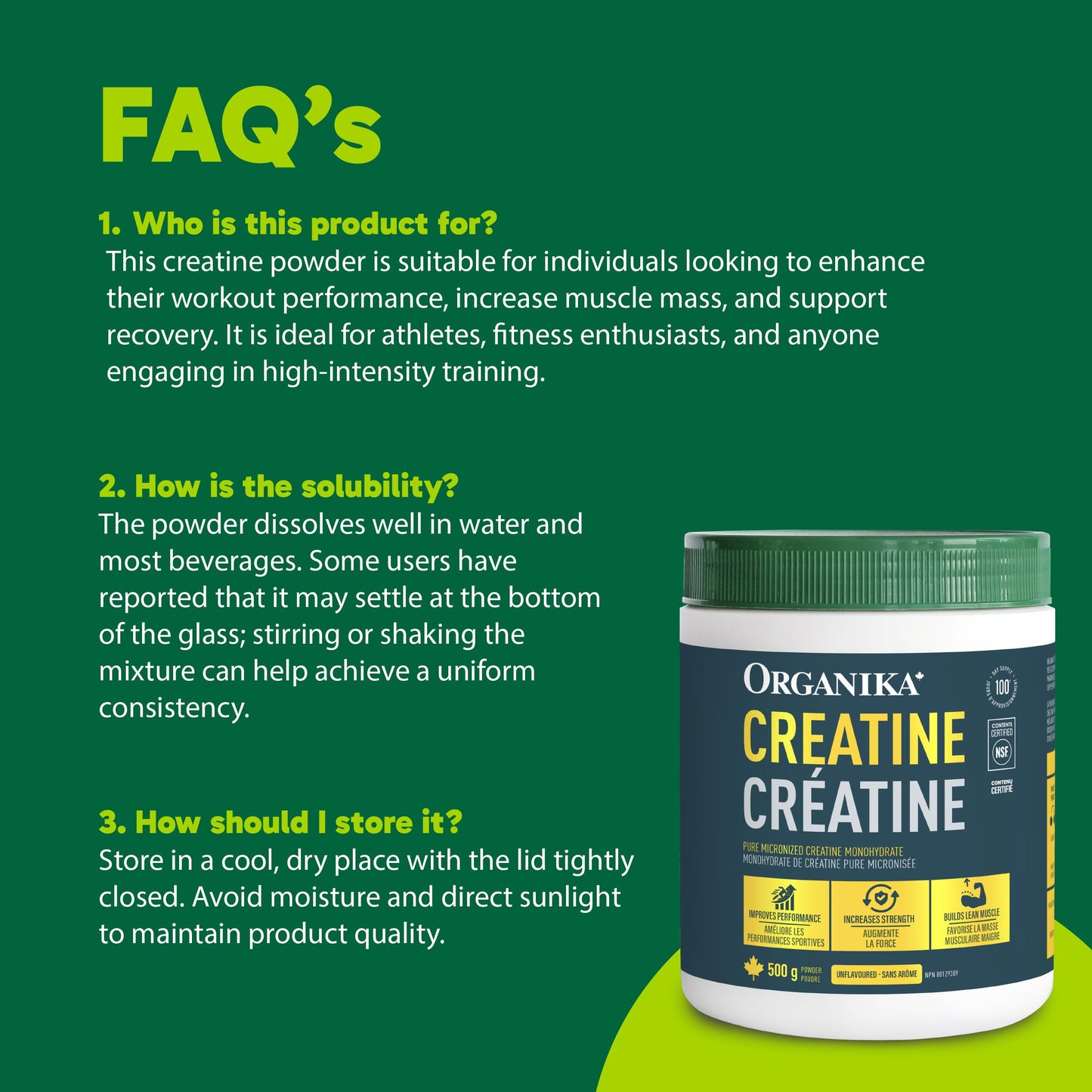 Organika Unflavoured Creatine Powder 500 Gram