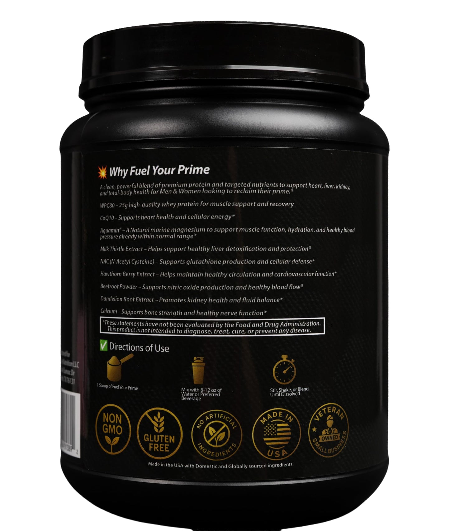 Prime Age Nutrition Whey Protein Powder, Chocolate Flavor, with CoQ10 and Magnesium, Supports Circulation & Liver Function, 24.4 oz